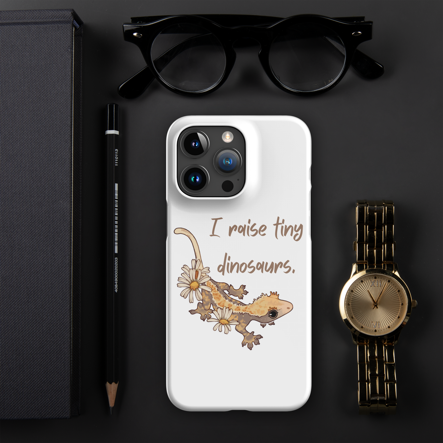 Funda snap para iPhone®, papá crestie, papá gecko con cresta, mamá crestie, mamá gecko con cresta, amante del gecko, amante de los reptiles, bestie crestie,