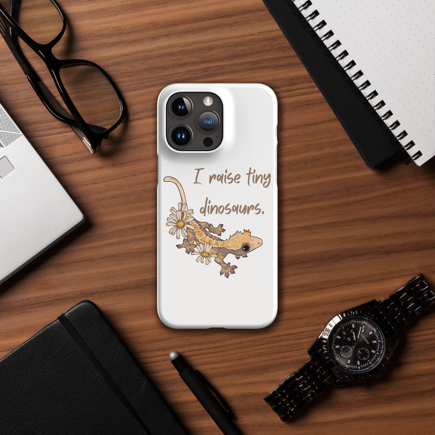 Funda snap para iPhone®, papá crestie, papá gecko con cresta, mamá crestie, mamá gecko con cresta, amante del gecko, amante de los reptiles, bestie crestie,