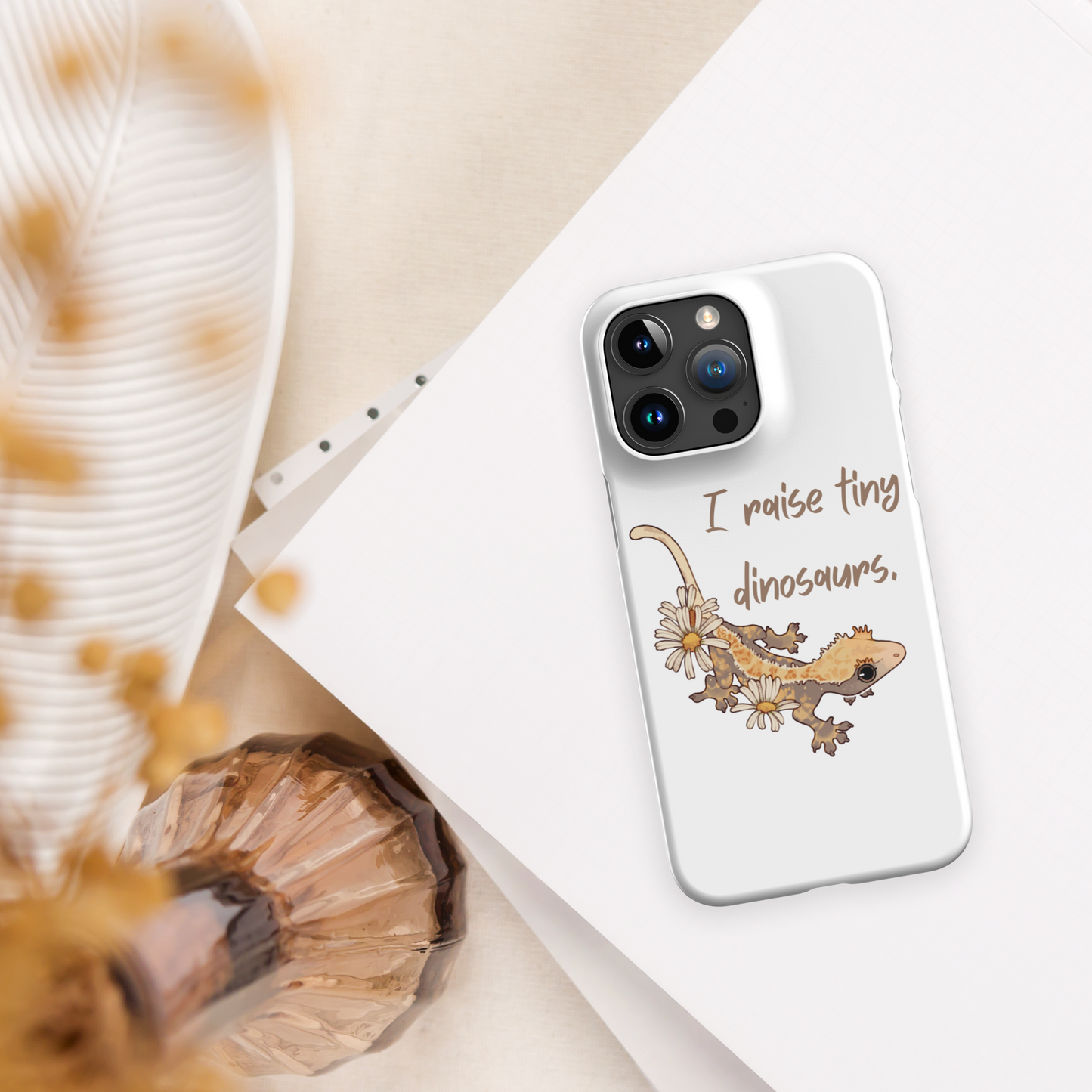 Funda snap para iPhone®, papá crestie, papá gecko con cresta, mamá crestie, mamá gecko con cresta, amante del gecko, amante de los reptiles, bestie crestie,