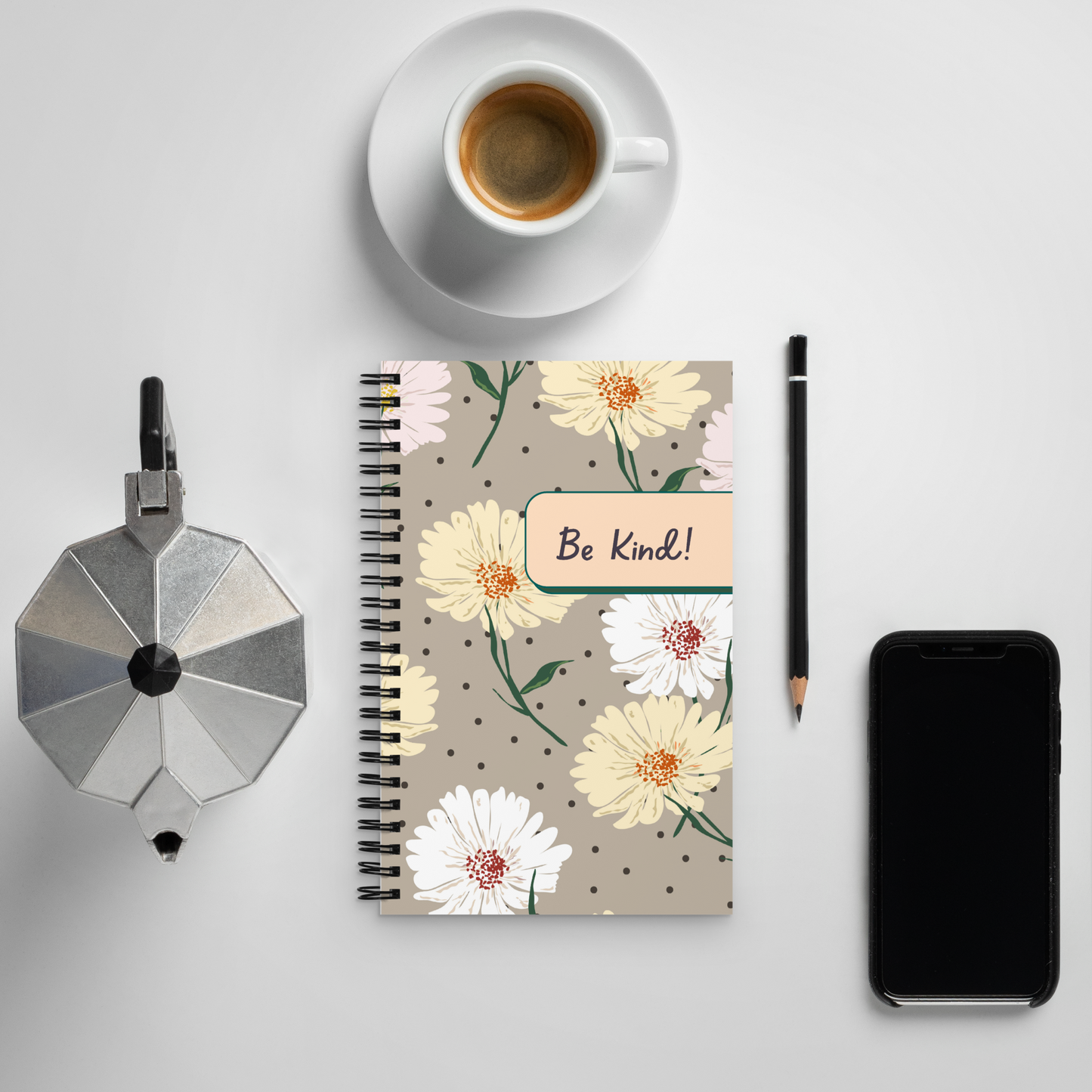 Cuaderno de espiral con páginas punteadas "Be Kind": su compañero para el cuidado personal y la bondad