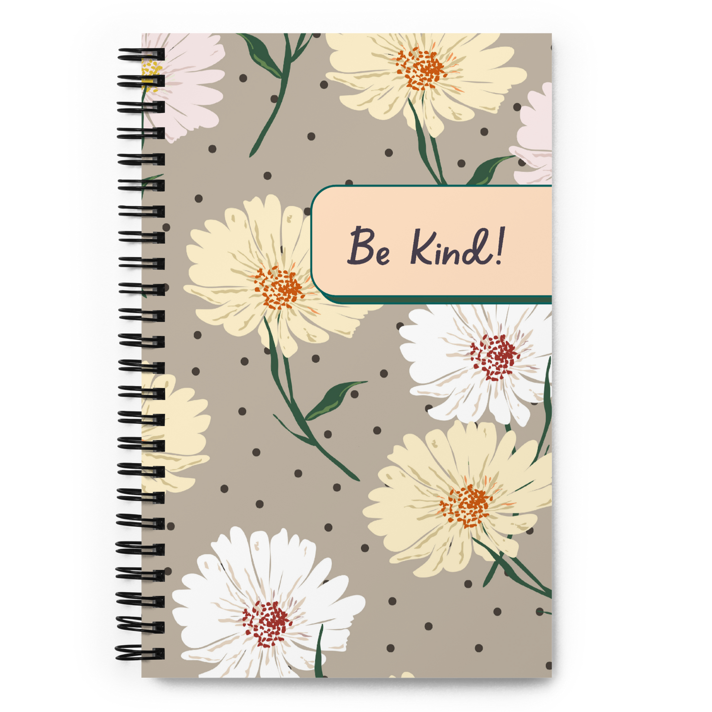 Cuaderno de espiral con páginas punteadas "Be Kind": su compañero para el cuidado personal y la bondad