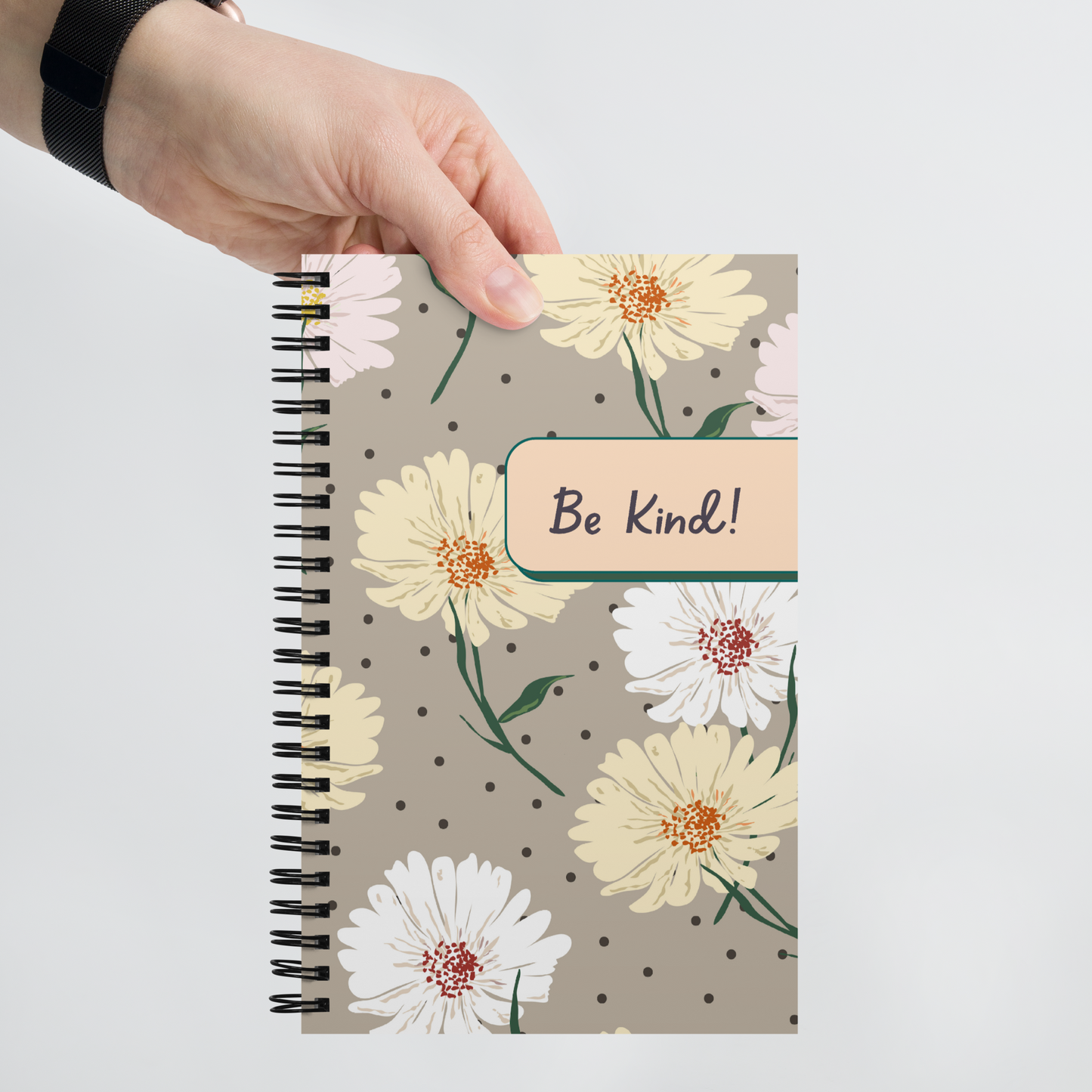 Cuaderno de espiral con páginas punteadas "Be Kind": su compañero para el cuidado personal y la bondad