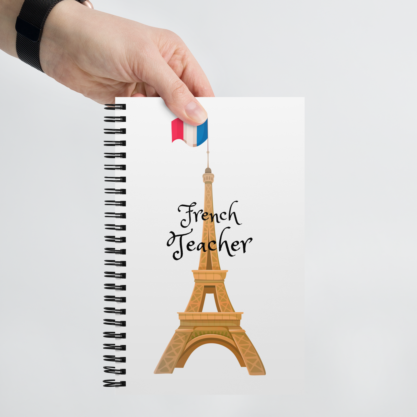 Cuaderno para profesores de francés con páginas punteadas y encuadernación en espiral