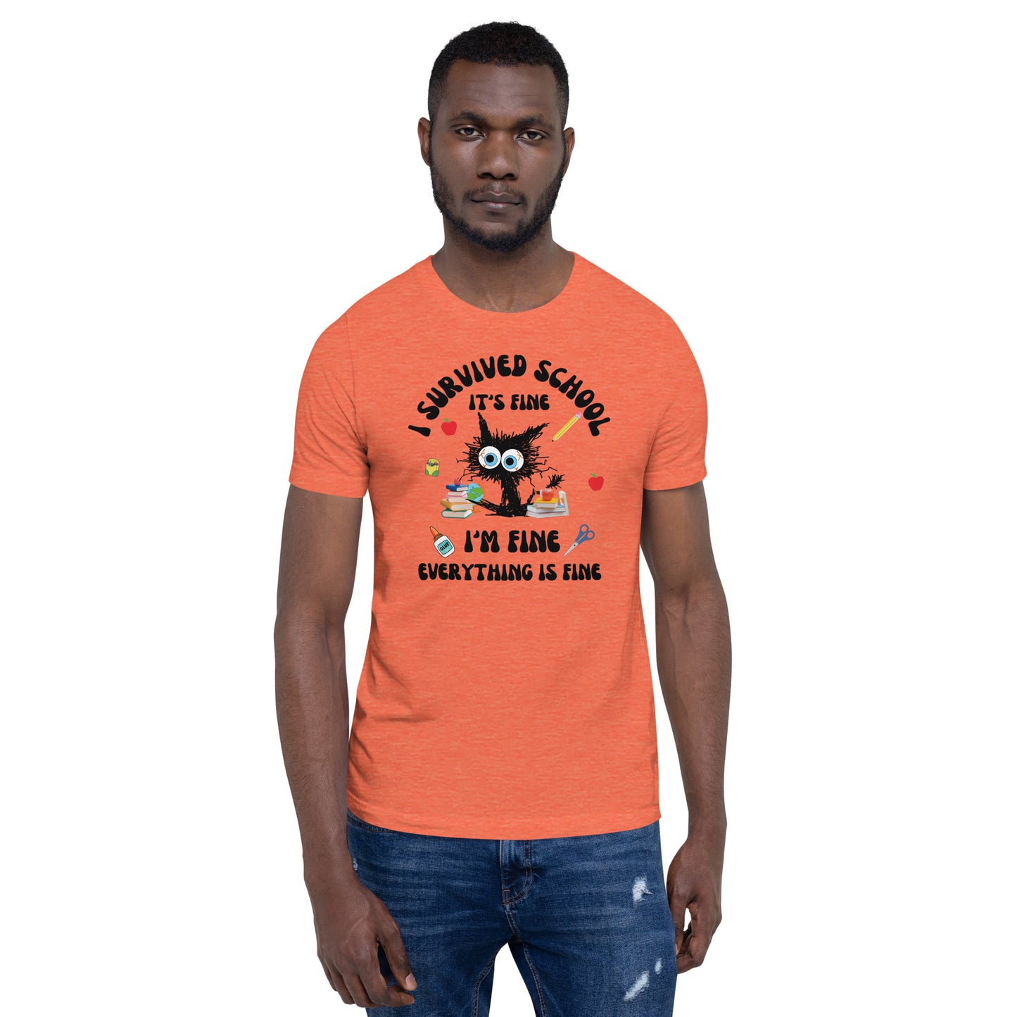 T-shirt unisexe, T-shirt professeur de fin d'année, J'ai survécu à l'école, professeur épuisé, tout va bien, Chemise professeur drôle