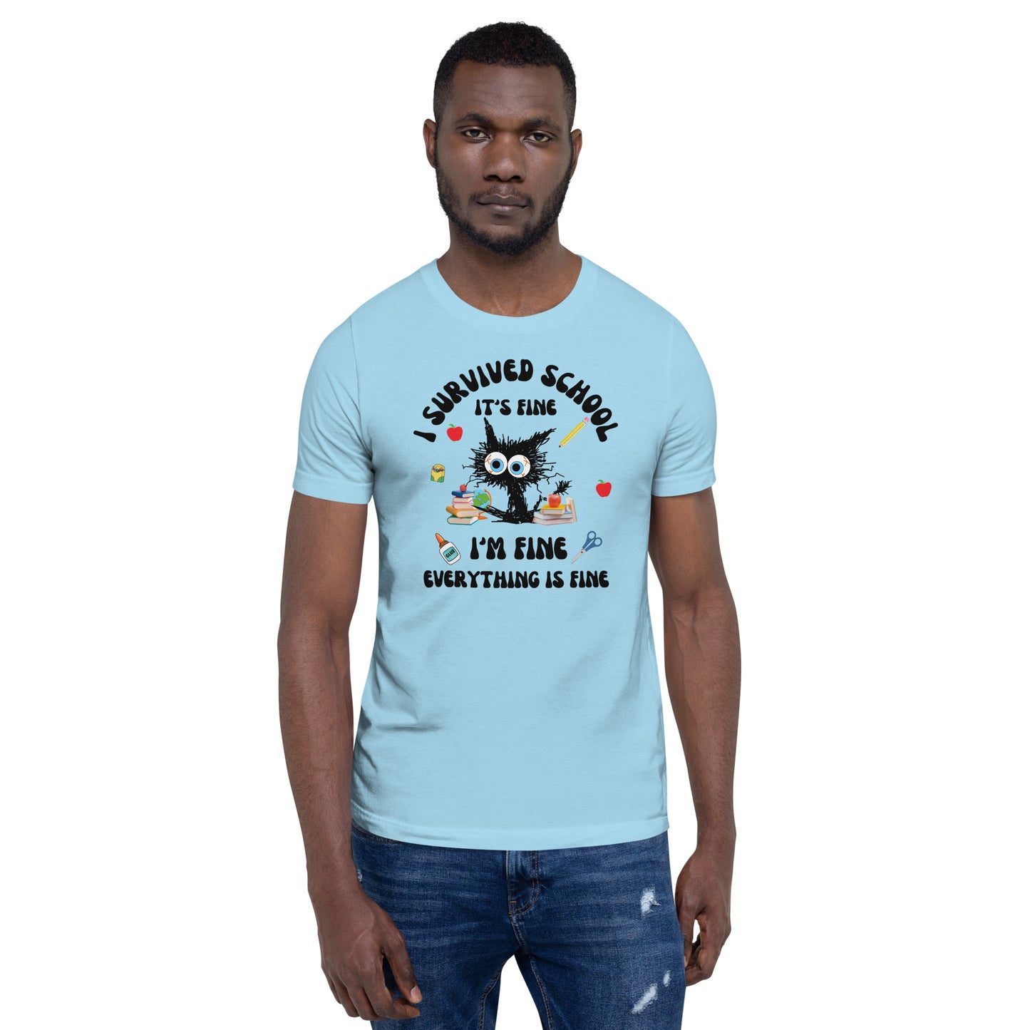 T-shirt unisexe, T-shirt professeur de fin d'année, J'ai survécu à l'école, professeur épuisé, tout va bien, Chemise professeur drôle