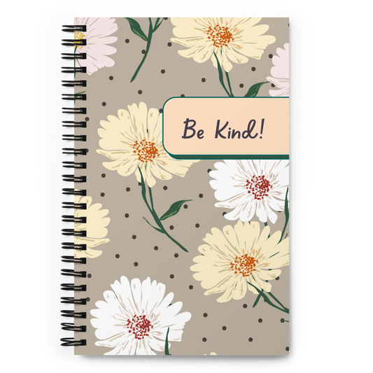 Cuaderno de espiral con páginas punteadas "Be Kind": su compañero para el cuidado personal y la bondad