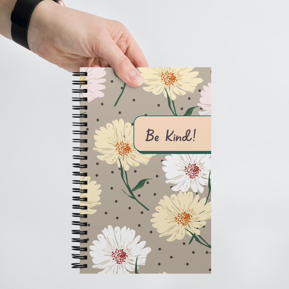 Cuaderno de espiral con páginas punteadas "Be Kind": su compañero para el cuidado personal y la bondad