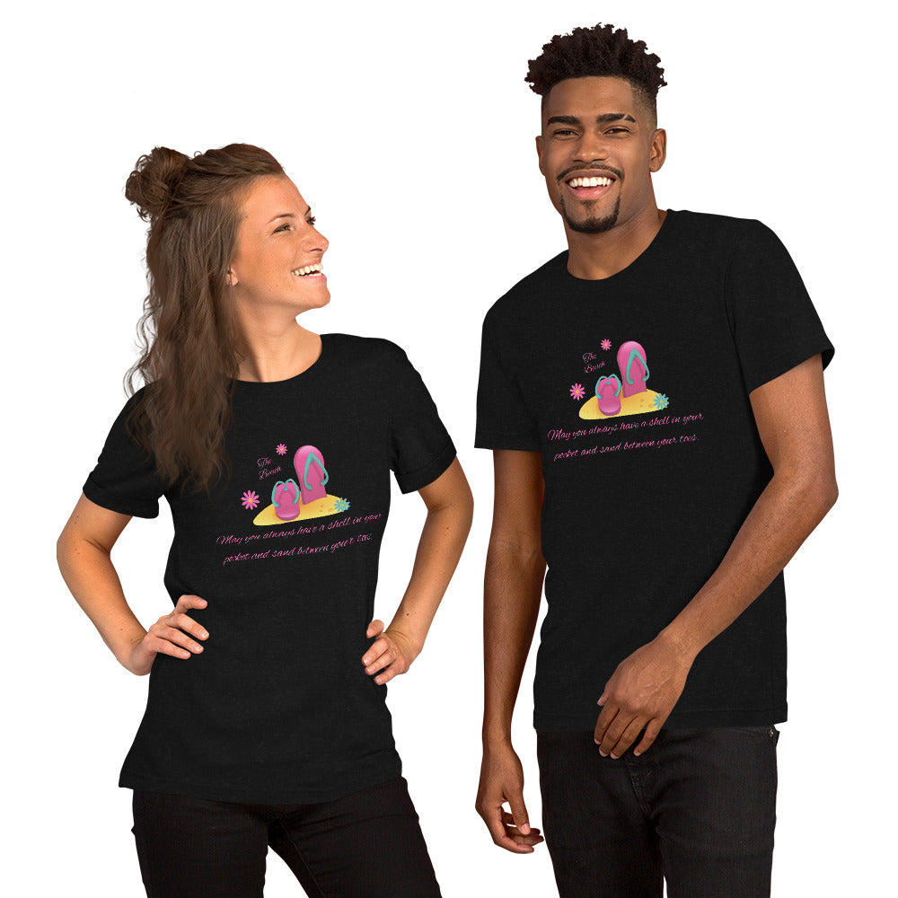 Unisex t-shirt, Beach T-Shirt - "Always have a shell in your pocket and sand between your toes."