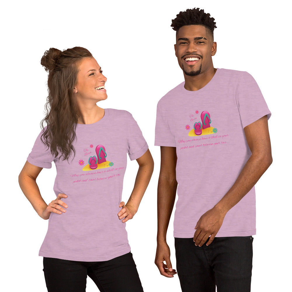 Unisex t-shirt, Beach T-Shirt - "Always have a shell in your pocket and sand between your toes."
