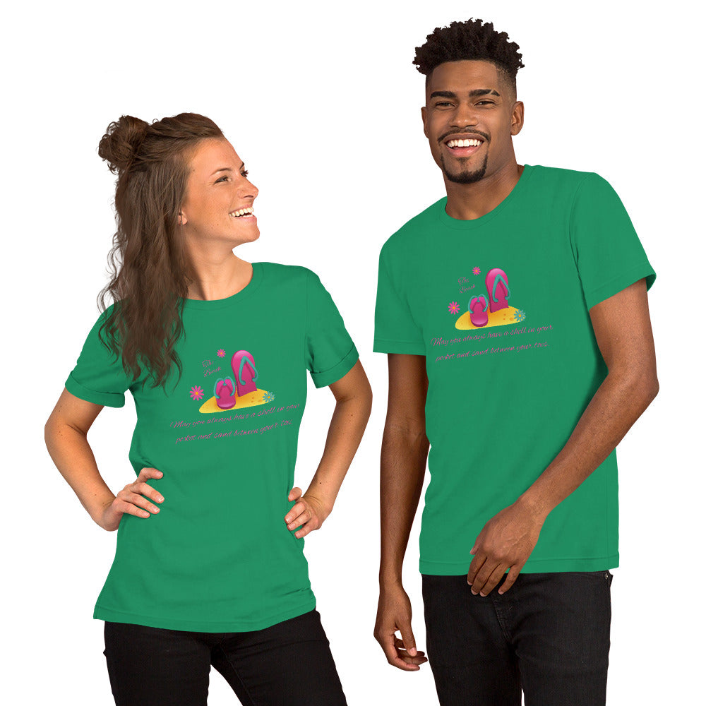 Unisex t-shirt, Beach T-Shirt - "Always have a shell in your pocket and sand between your toes."