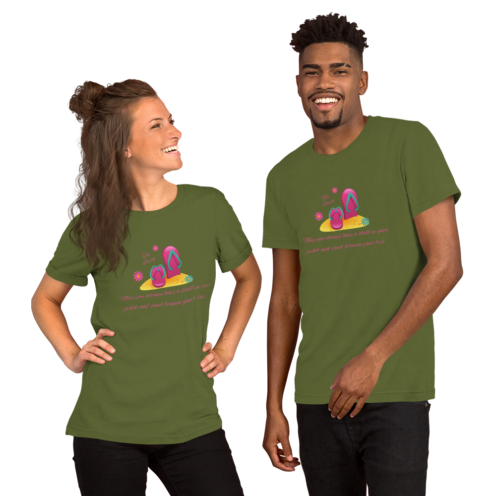 Unisex t-shirt, Beach T-Shirt - "Always have a shell in your pocket and sand between your toes."