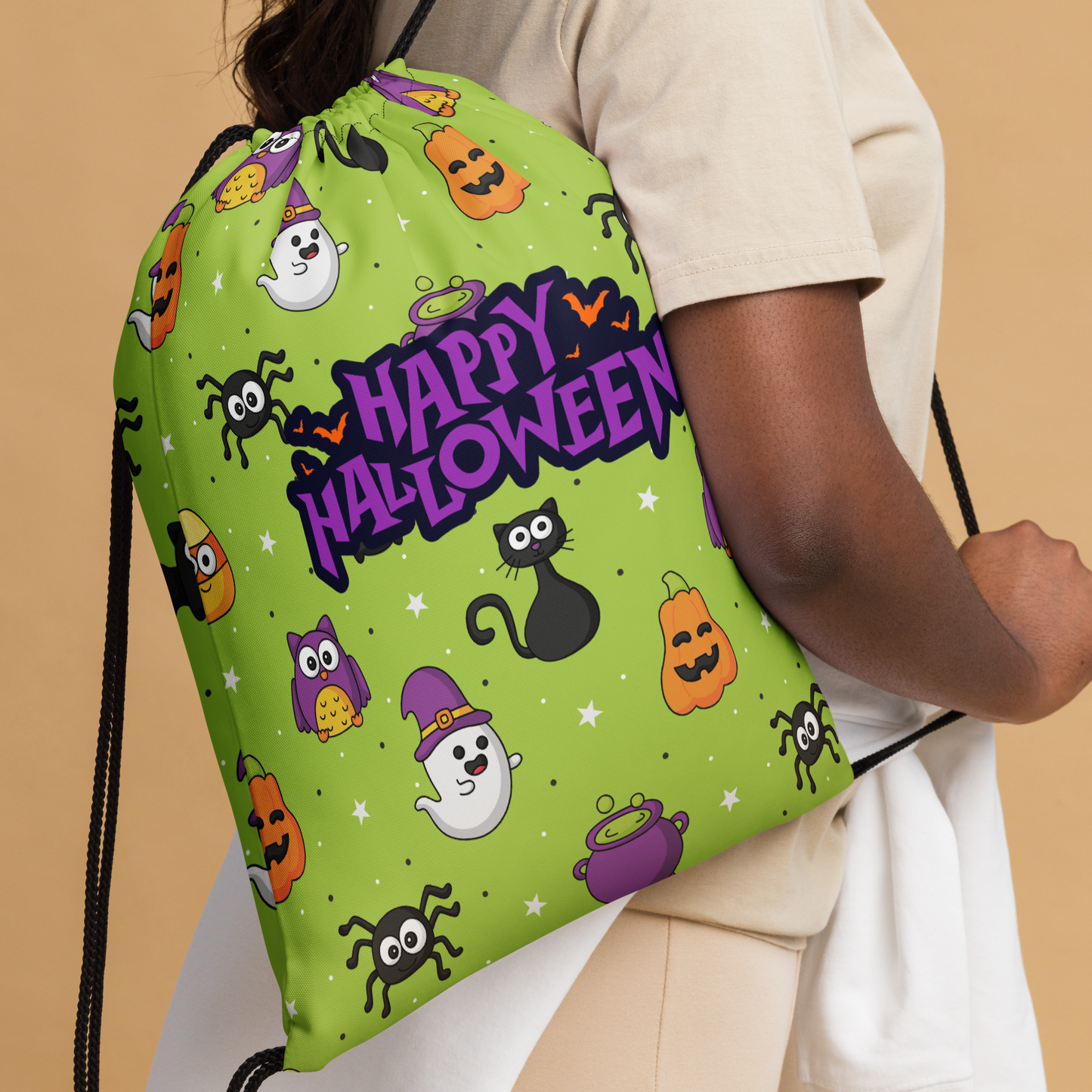 Halloween Drawstring bag, Trick-or-treat bag, Halloween night, fun drawstring bag, gift for kids, spooky drawstring bag, candy bag