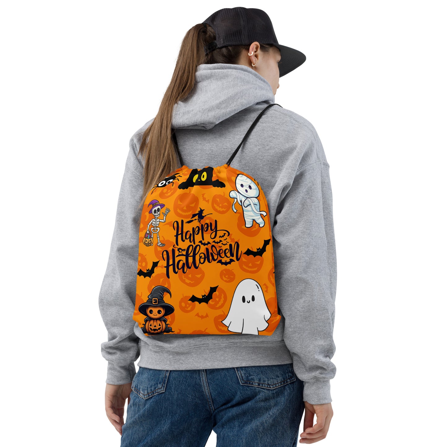 Halloween Drawstring bag, Trick-or-treat bag, Halloween night, fun drawstring bag, gift for kids, spooky drawstring bag, candy bag