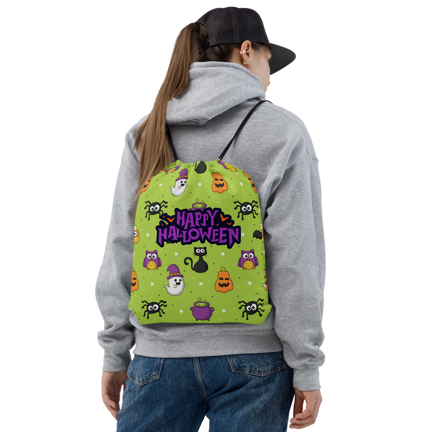 Halloween Drawstring bag, Trick-or-treat bag, Halloween night, fun drawstring bag, gift for kids, spooky drawstring bag, candy bag