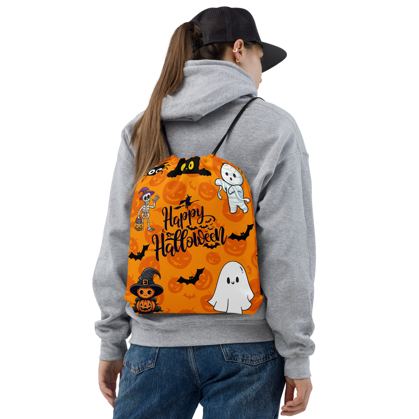 Halloween Drawstring bag, Trick-or-treat bag, Halloween night, fun drawstring bag, gift for kids, spooky drawstring bag, candy bag