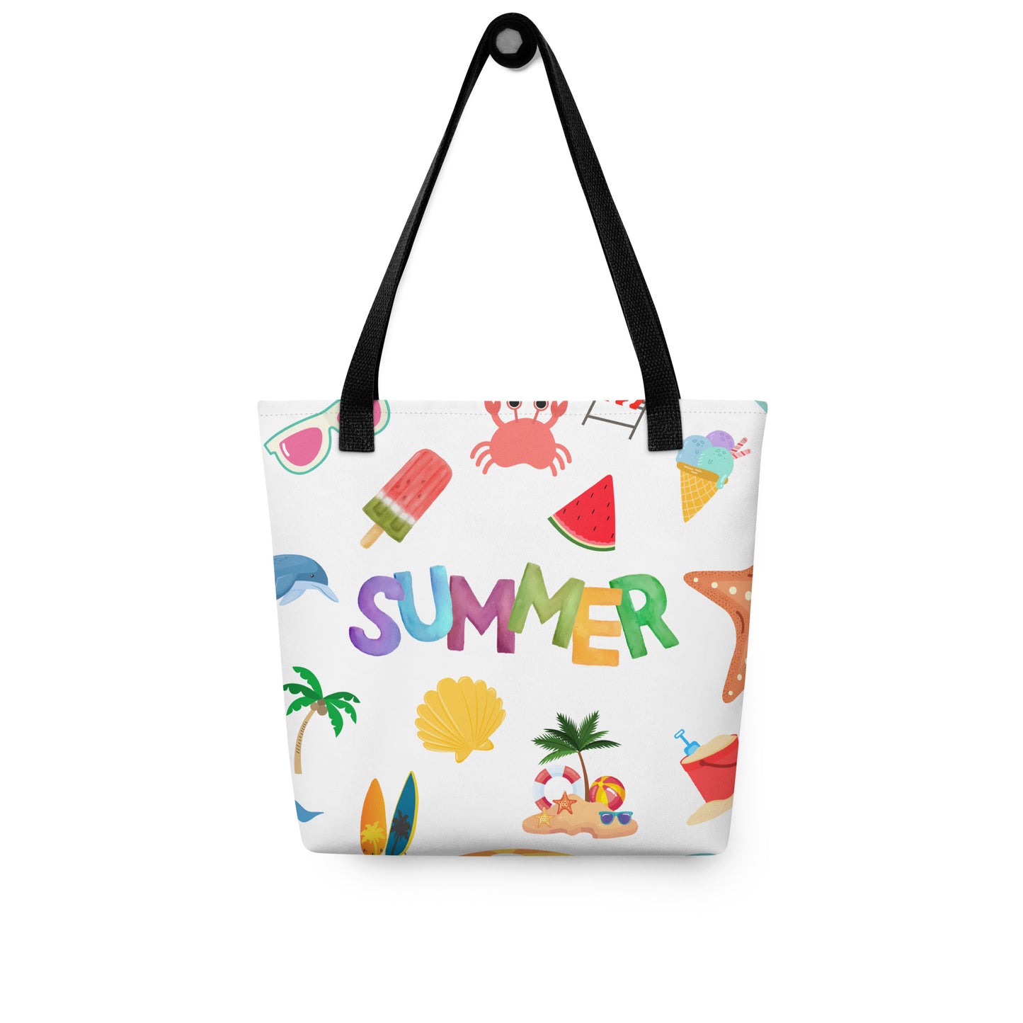 Summer Tote bag, gift for her, birthday gift, tote bag, summertime tote, 15" x 15" tote, dual handles