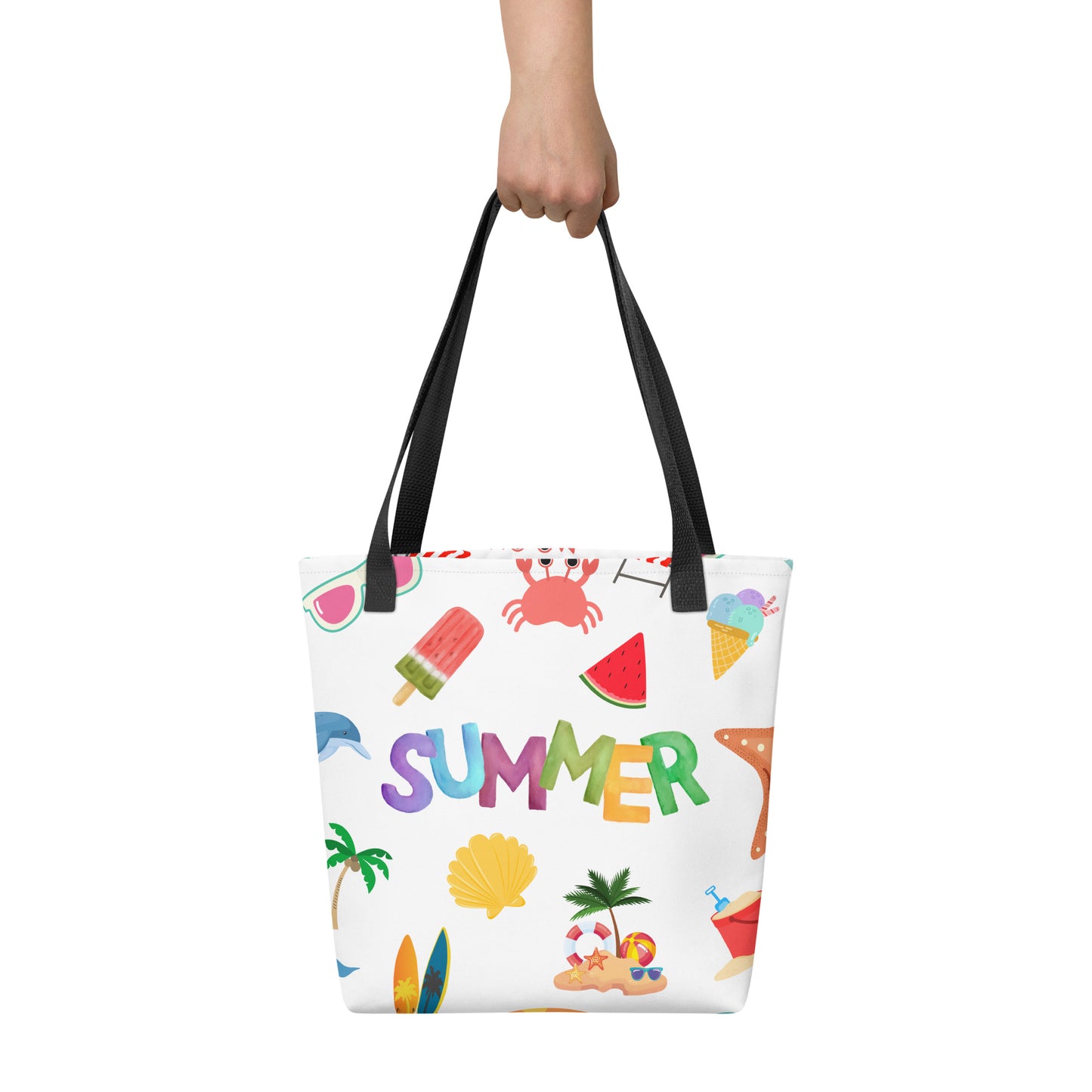 Summer Tote bag, gift for her, birthday gift, tote bag, summertime tote, 15" x 15" tote, dual handles