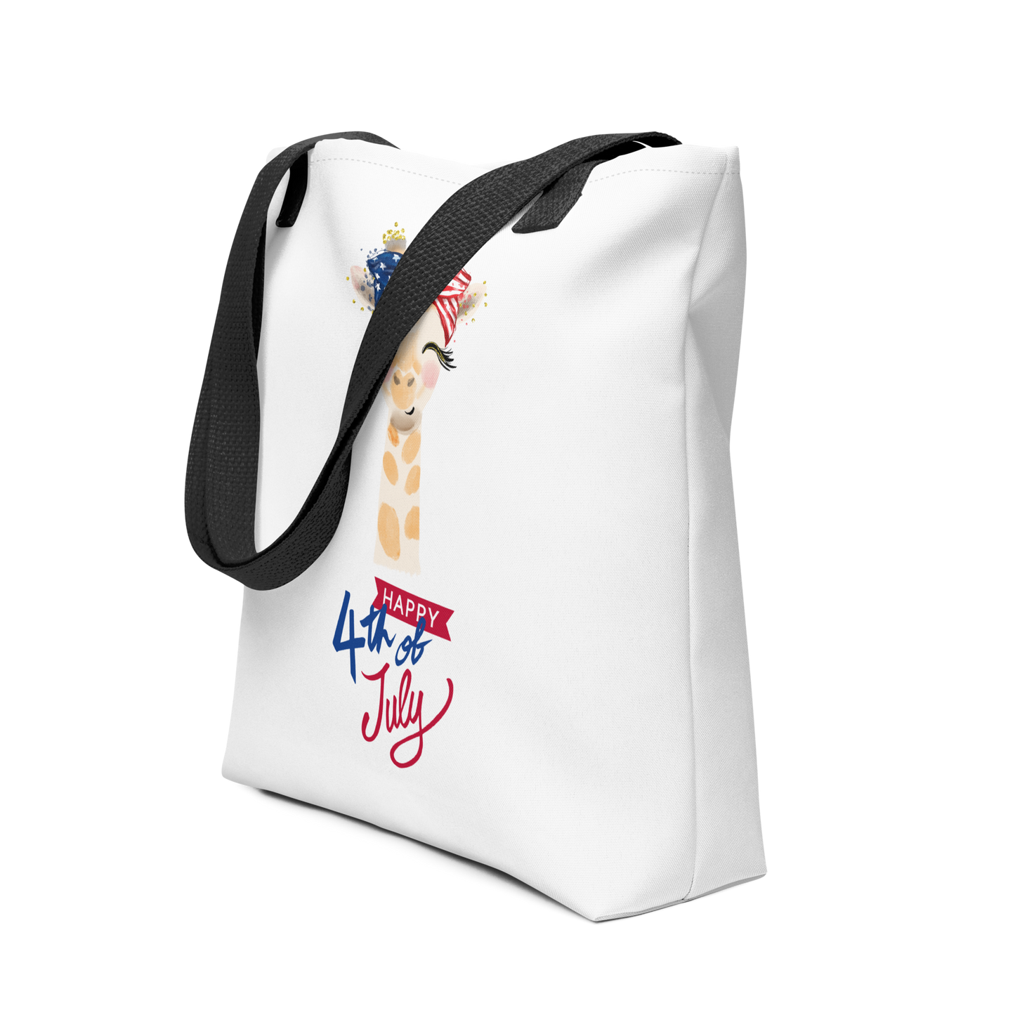 Fourth of July Tote bag, Patriotic tote, gift for her, birthday gift, Independence Day, fireworks, patriotic giraffe, USA