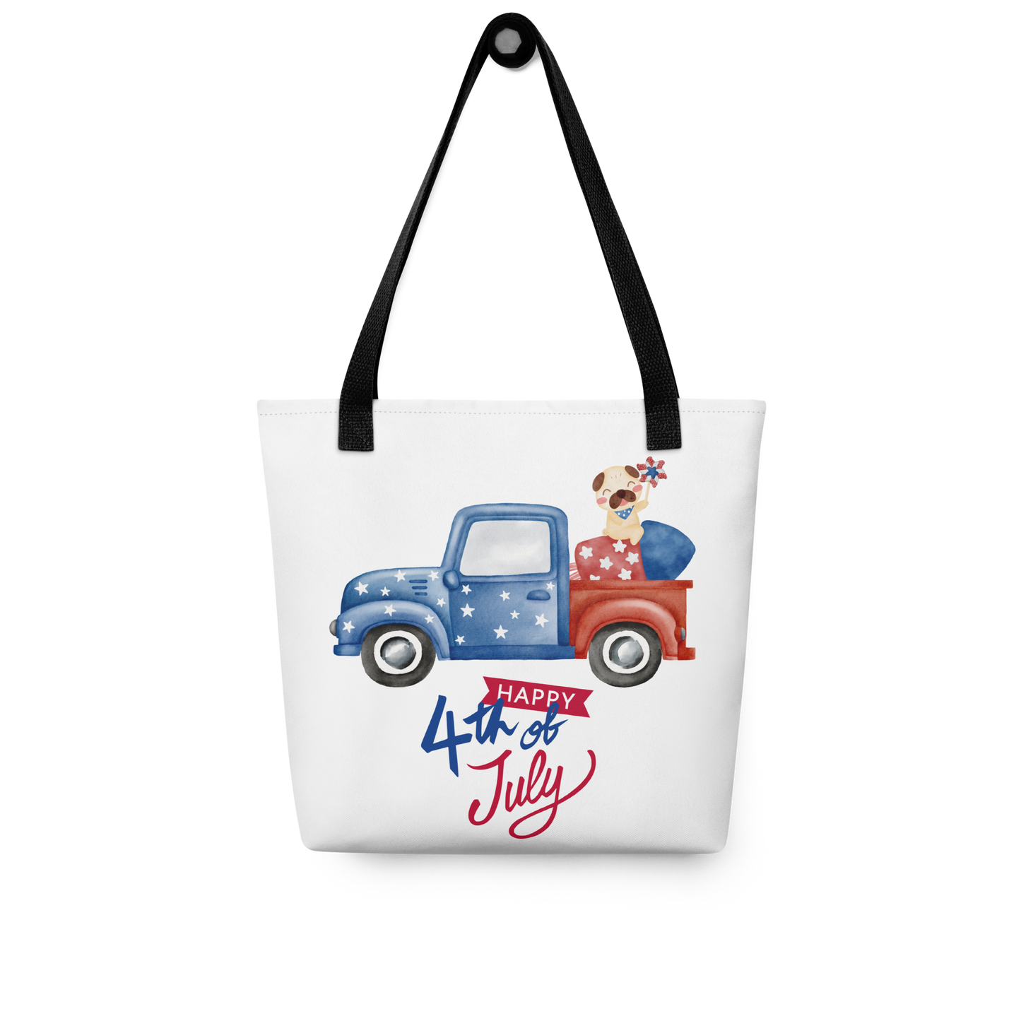 Fourth of July Tote bag, Patriotic tote, gift for him, birthday gift, Independence Day, fireworks, patriotic red truck,USA