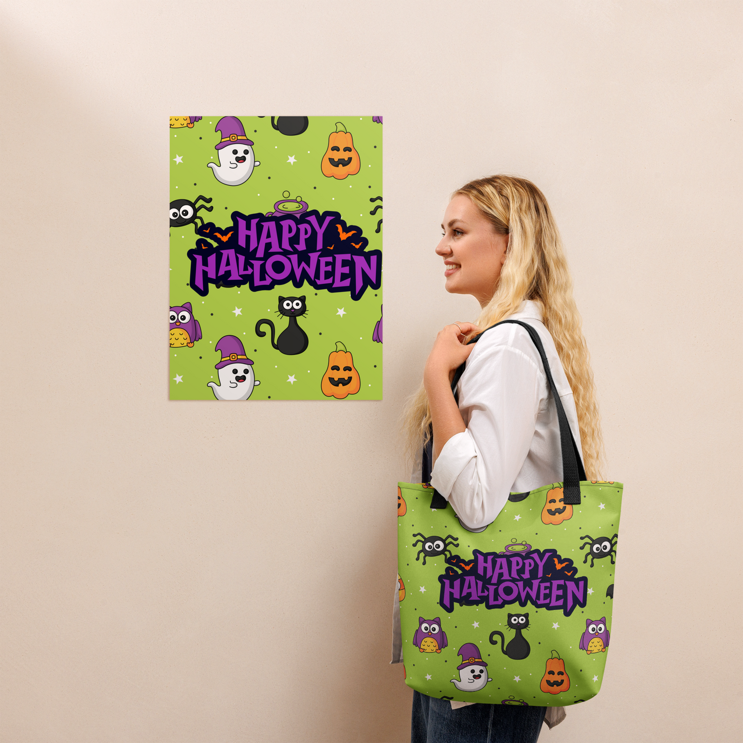 Halloween Tote bag, Trick-or-treat bag, Halloween night, fun tote bag, gift for kids, spooky tote bag, candy bag