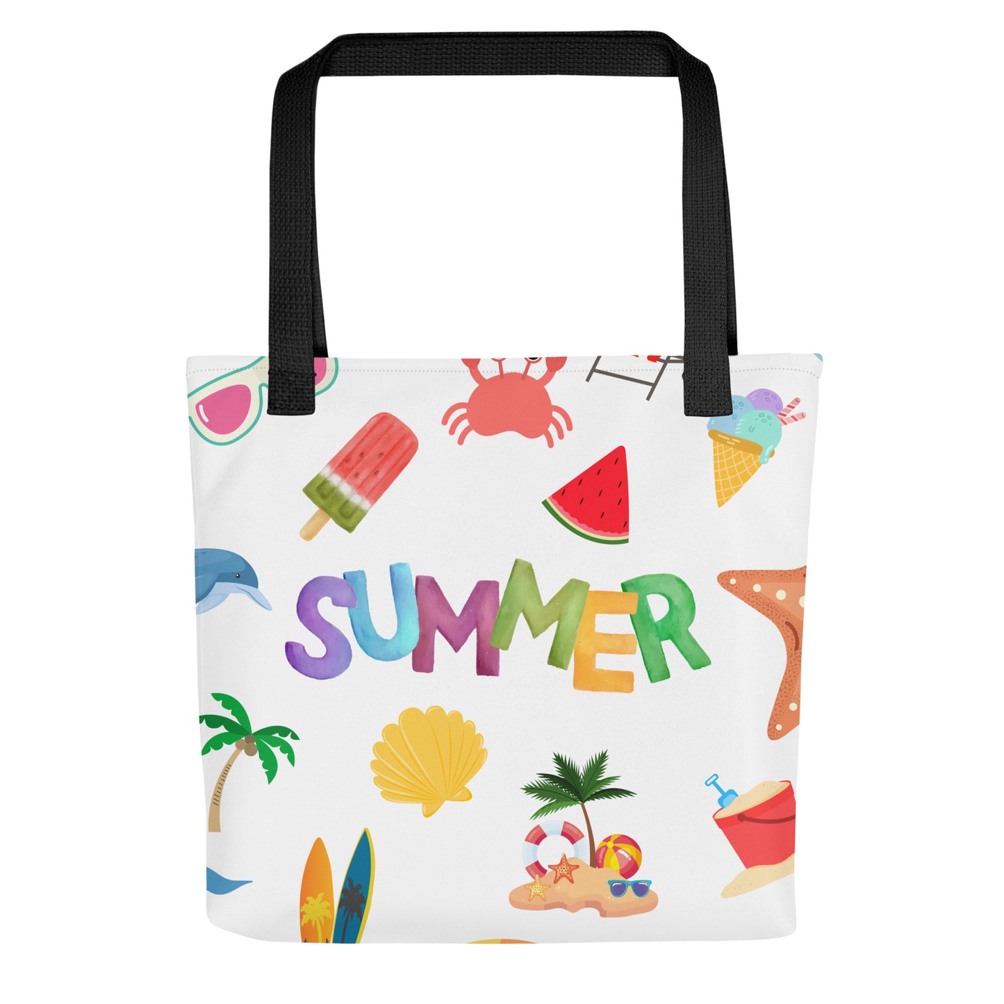 Summer Tote bag, gift for her, birthday gift, tote bag, summertime tote, 15" x 15" tote, dual handles