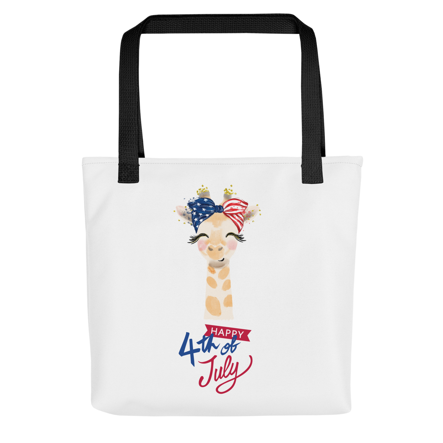 Fourth of July Tote bag, Patriotic tote, gift for her, birthday gift, Independence Day, fireworks, patriotic giraffe, USA