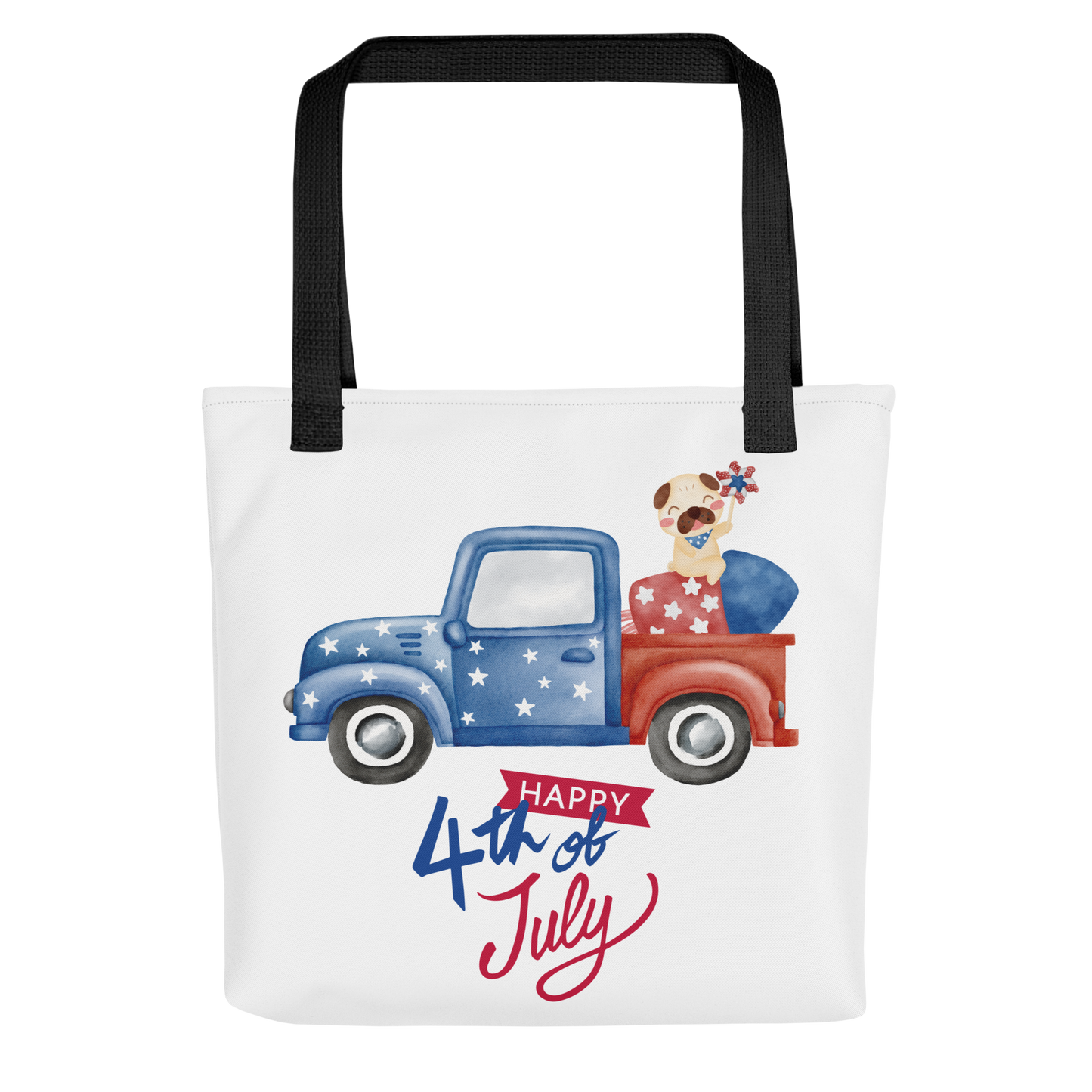 Fourth of July Tote bag, Patriotic tote, gift for him, birthday gift, Independence Day, fireworks, patriotic red truck,USA