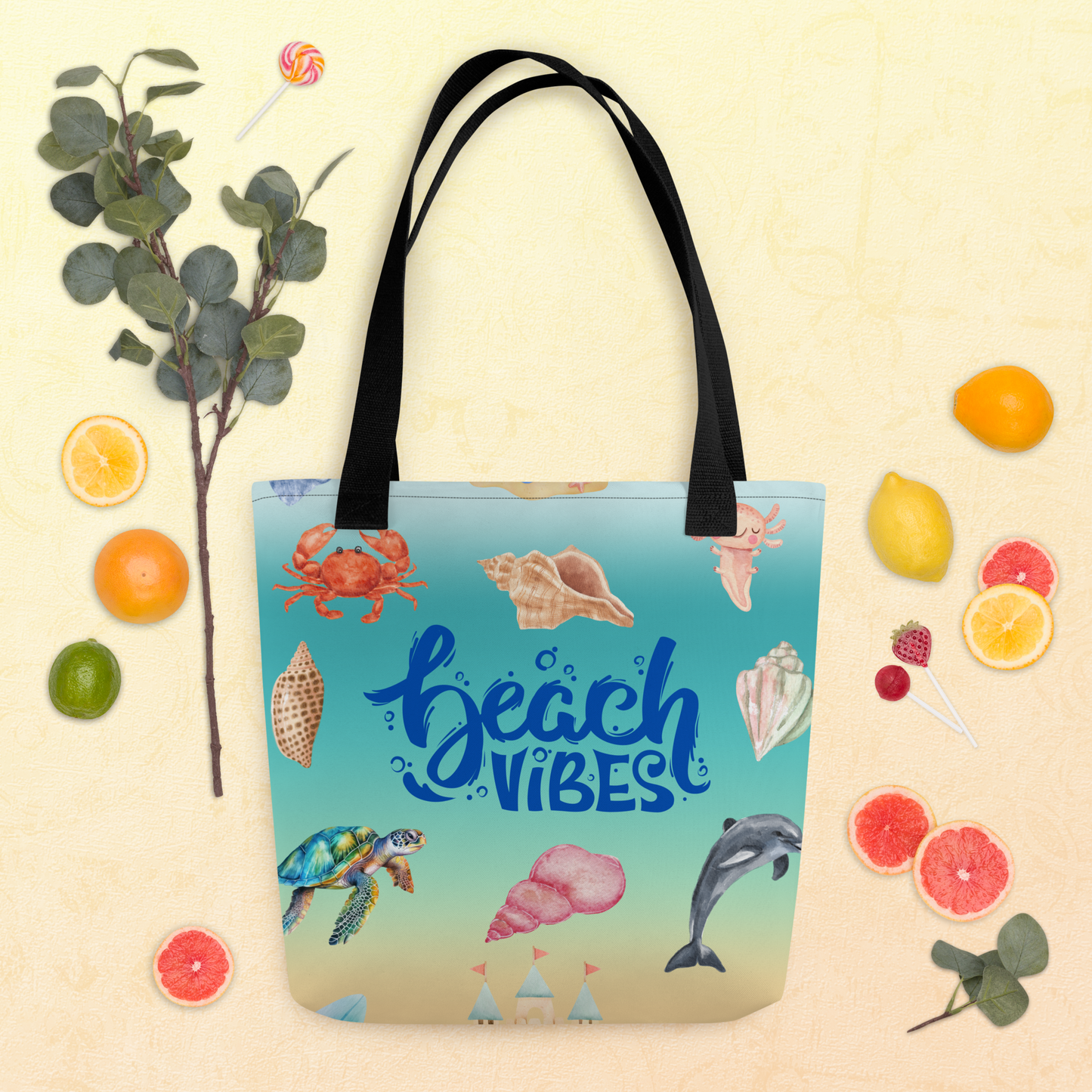 Beach Vibes Tote bag, gift for her, birthday gift, beach tote bag, seaside tote, tote bag