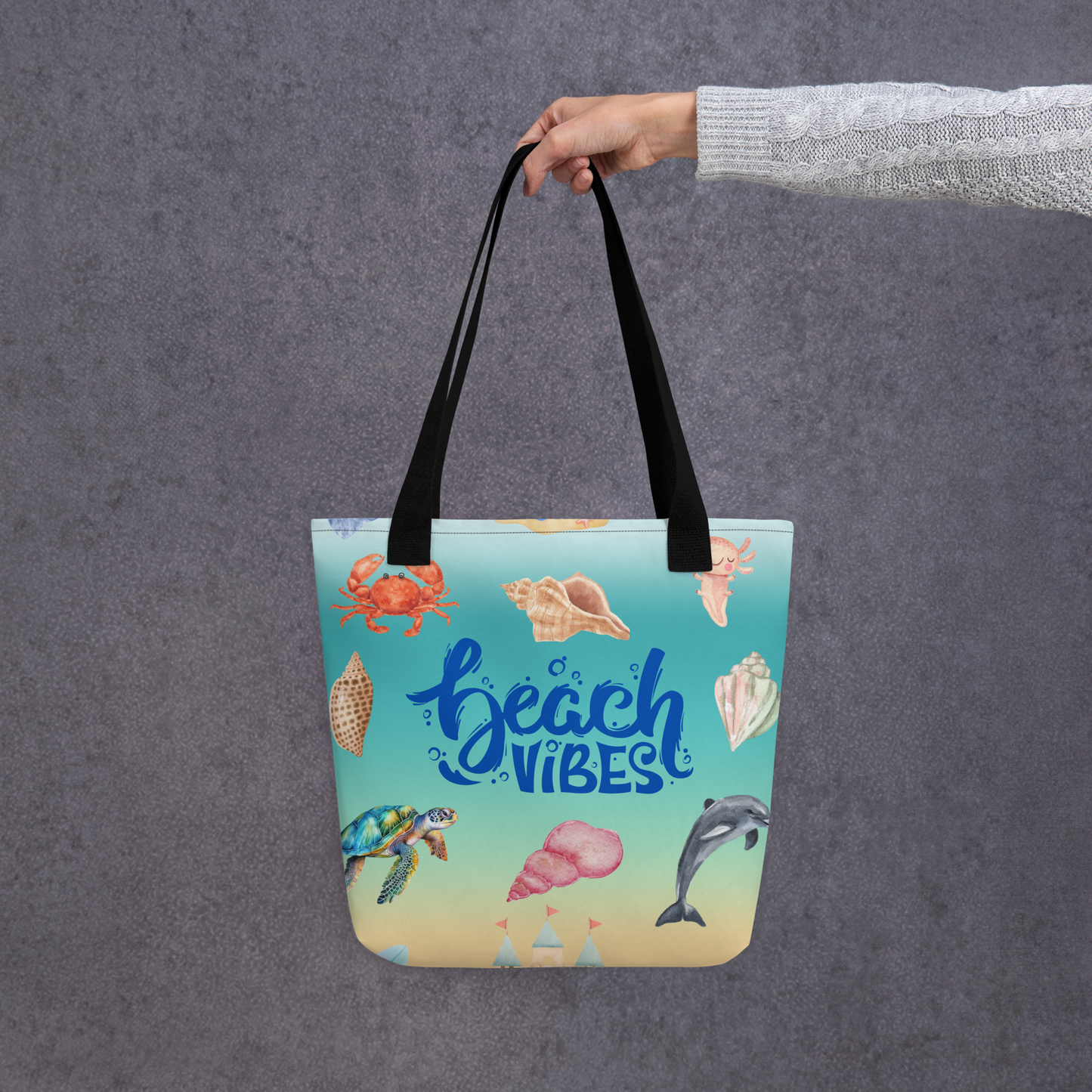 Beach Vibes Tote bag, gift for her, birthday gift, beach tote bag, seaside tote, tote bag