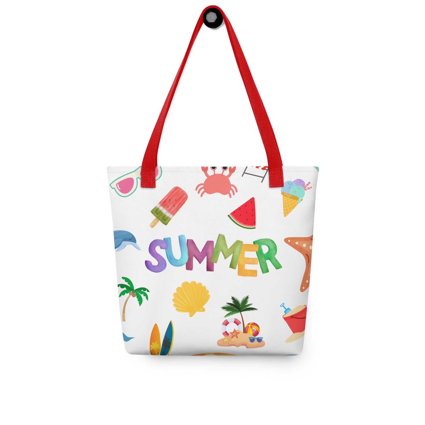 Summer Tote bag, gift for her, birthday gift, tote bag, summertime tote, 15" x 15" tote, dual handles