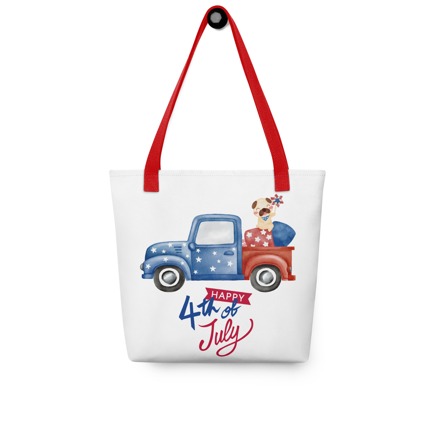 Fourth of July Tote bag, Patriotic tote, gift for him, birthday gift, Independence Day, fireworks, patriotic red truck,USA