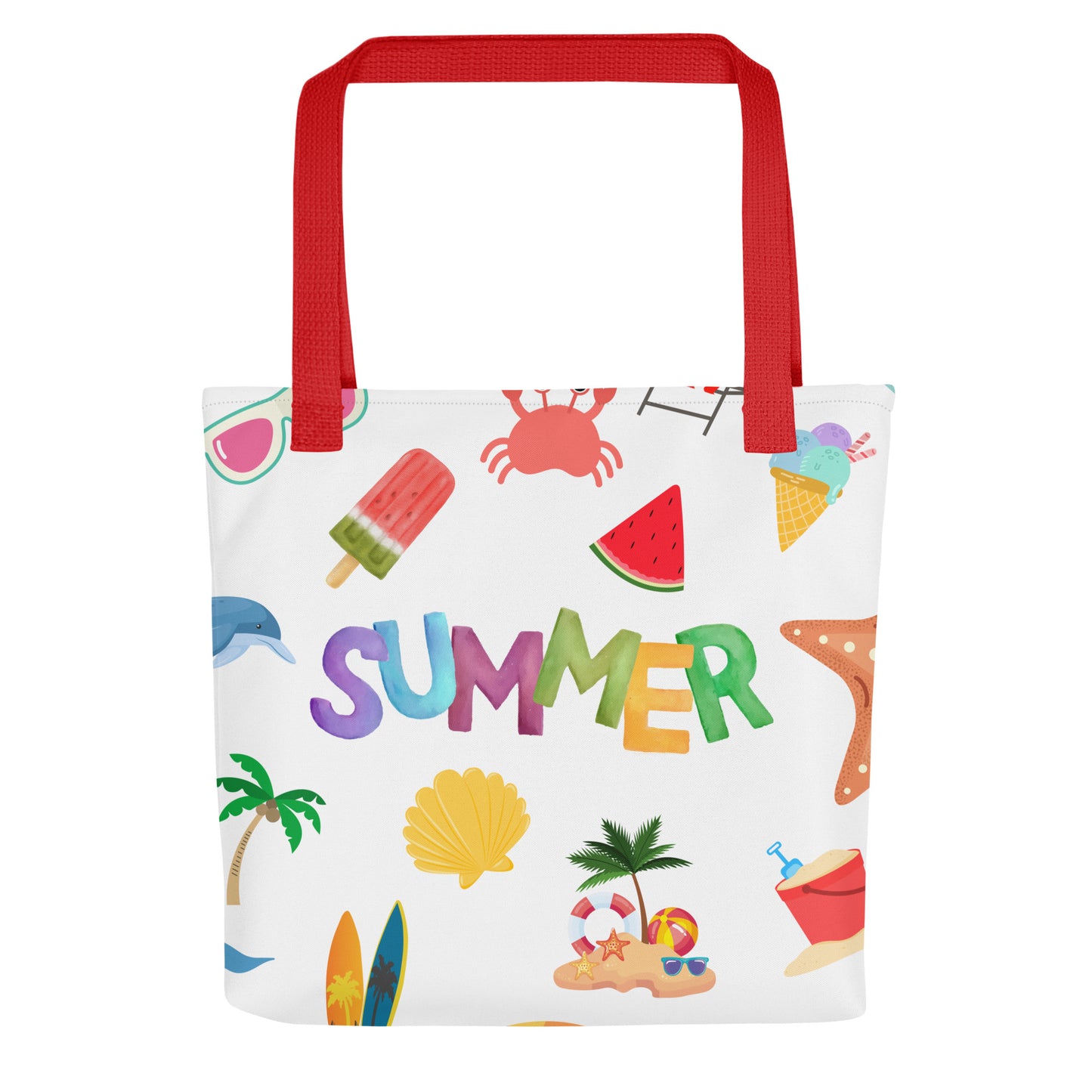 Summer Tote bag, gift for her, birthday gift, tote bag, summertime tote, 15" x 15" tote, dual handles