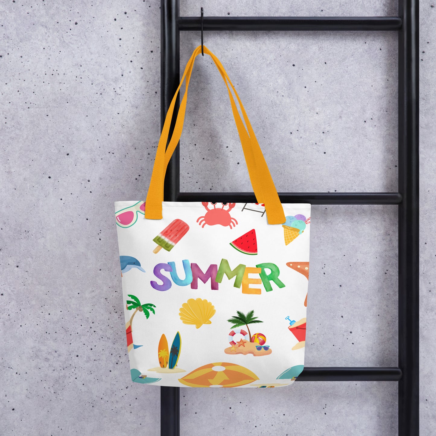 Summer Tote bag, gift for her, birthday gift, tote bag, summertime tote, 15" x 15" tote, dual handles