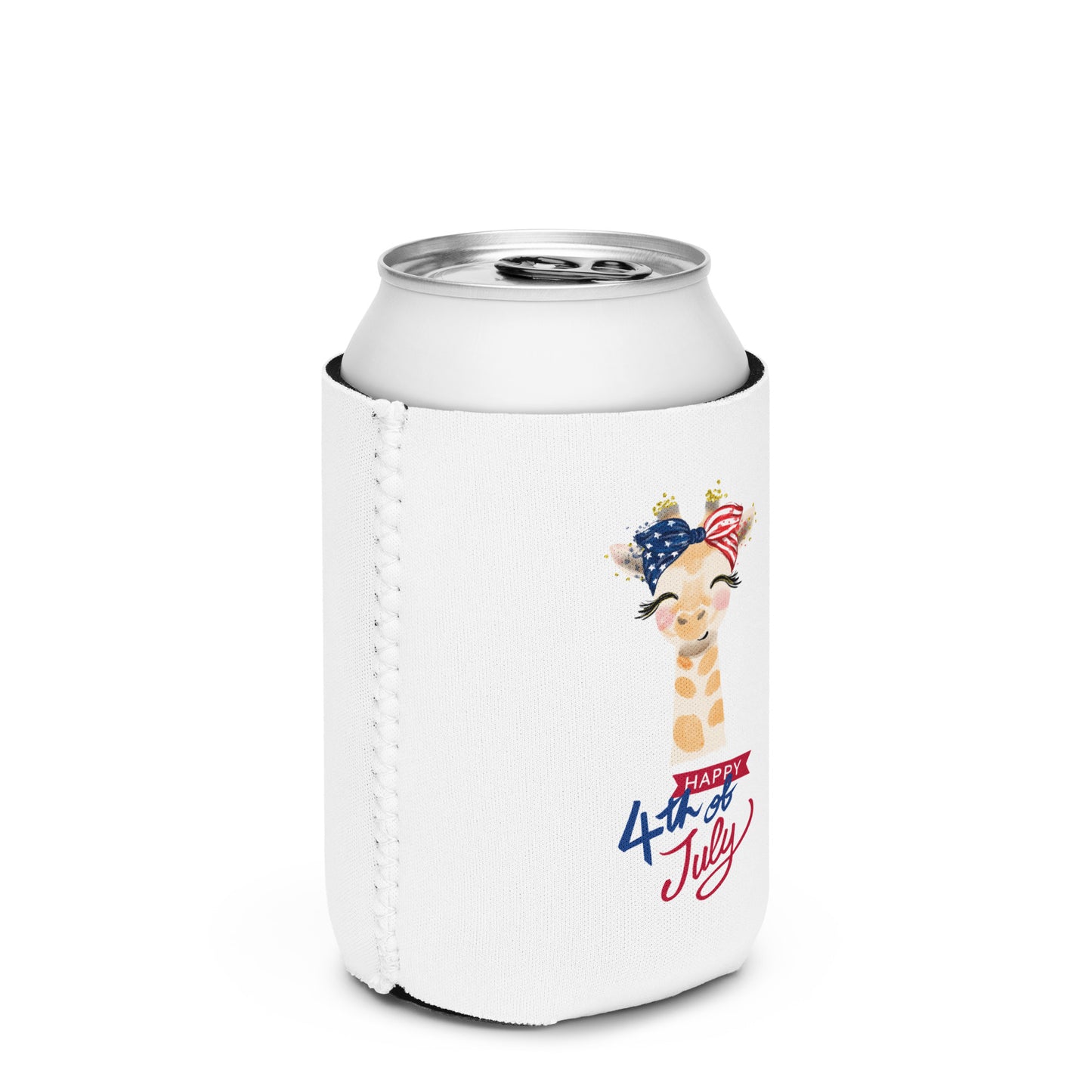 Fourth of July can cooler, Patriotic can cooler, gift for her, birthday gift, Independence Day, fireworks, patriotic giraffe, USA, America