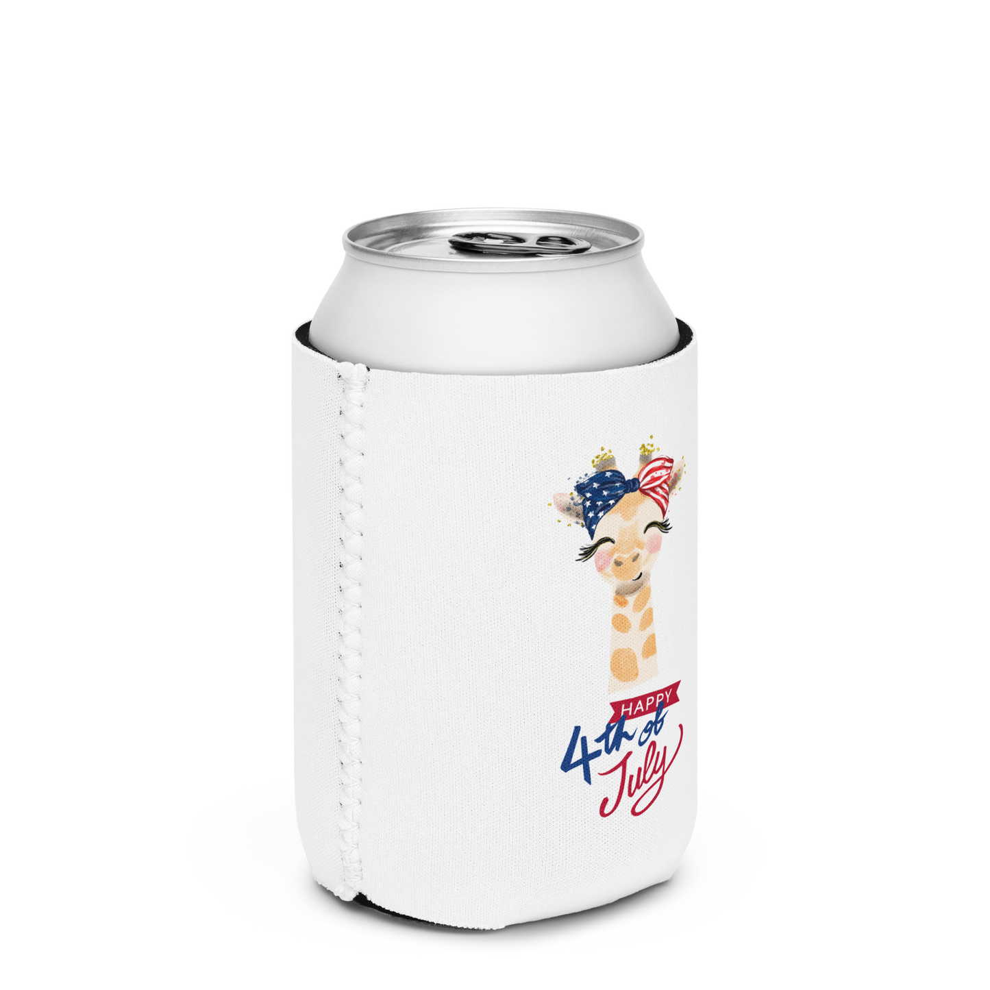 Fourth of July can cooler, Patriotic can cooler, gift for her, birthday gift, Independence Day, fireworks, patriotic giraffe, USA, America