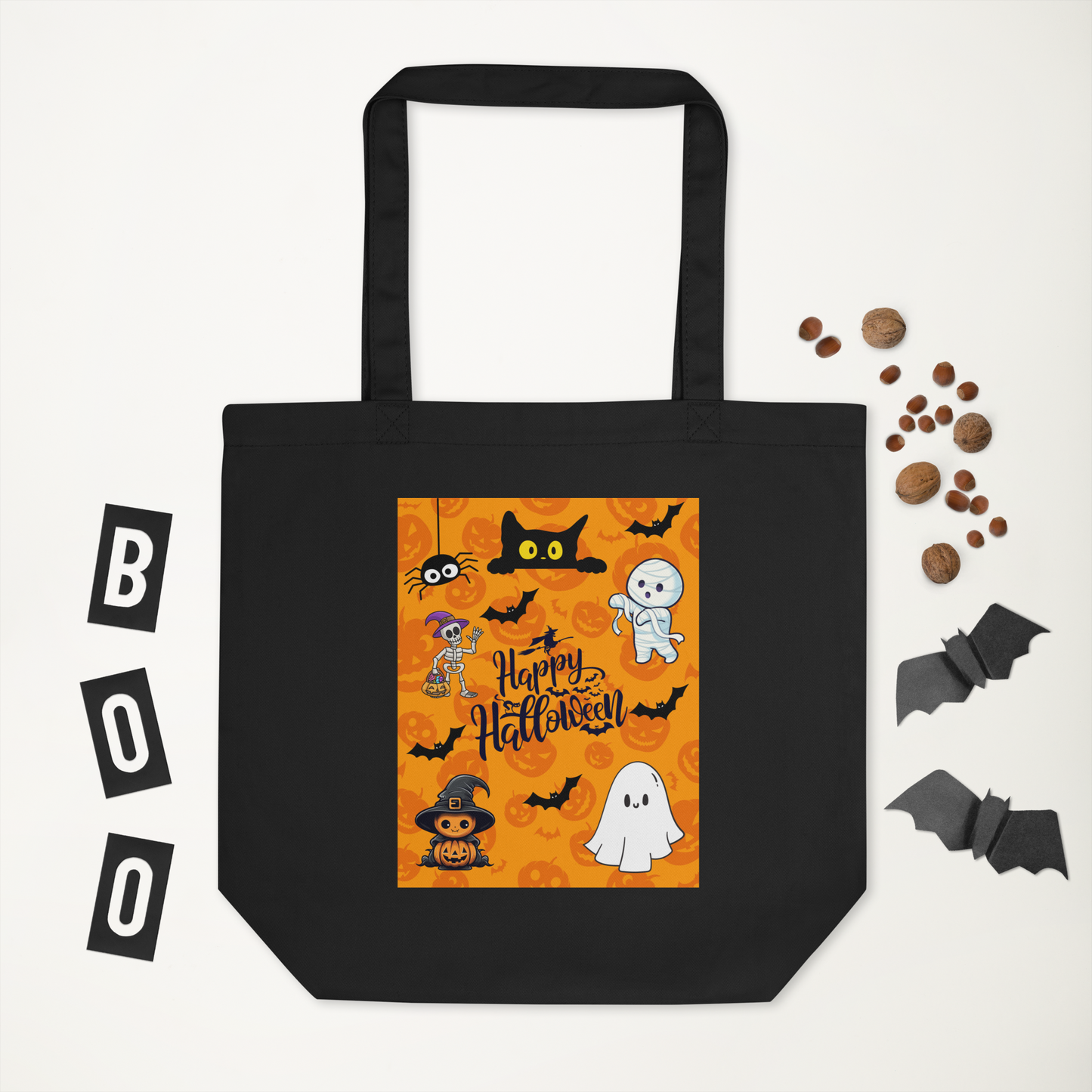 Halloween Eco Tote Bag, Trick-or-treat bag, Halloween night, fun tote bag, gift for kids, spooky tote bag, candy bag