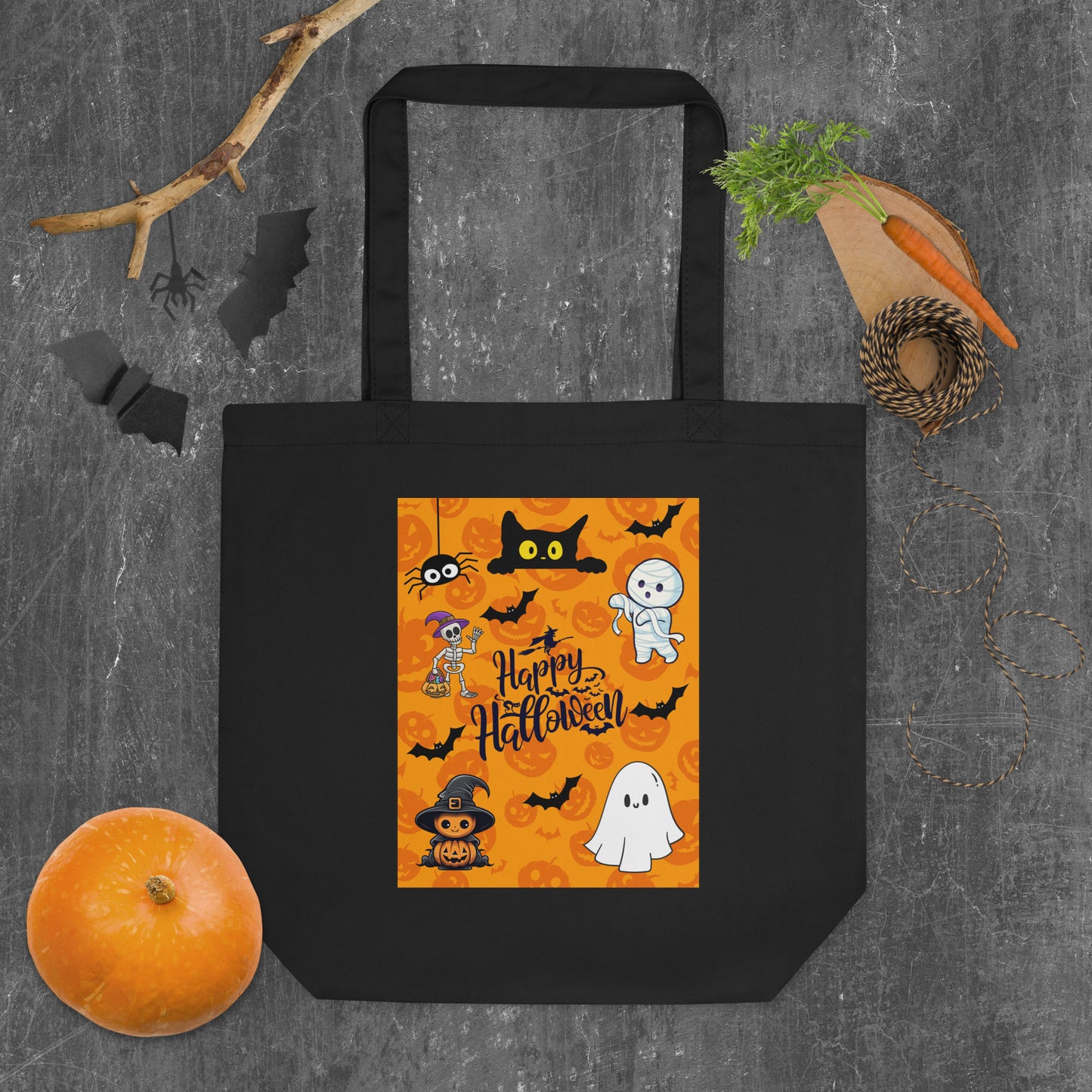 Halloween Eco Tote Bag, Trick-or-treat bag, Halloween night, fun tote bag, gift for kids, spooky tote bag, candy bag