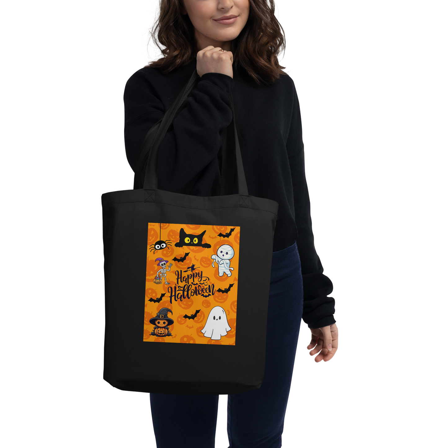 Halloween Eco Tote Bag, Trick-or-treat bag, Halloween night, fun tote bag, gift for kids, spooky tote bag, candy bag