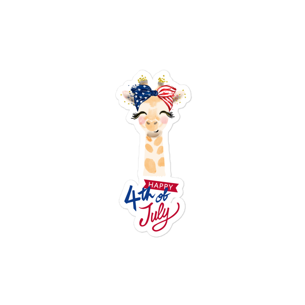 Fourth of July Bubble-free stickers, Patriotic stickers, gift for her, birthday gift, Independence Day, fireworks, patriotic giraffe, USA