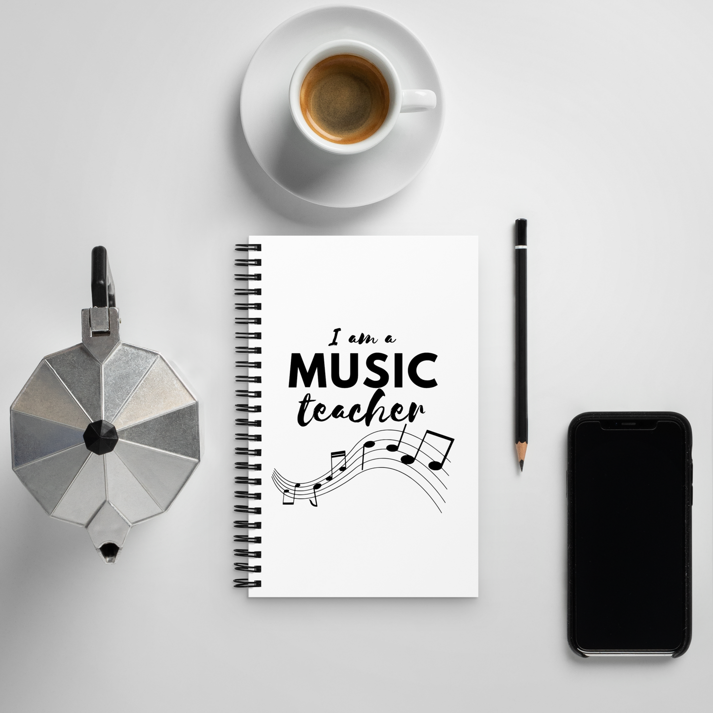 Cuaderno para profesores de música con páginas punteadas y encuadernación en espiral