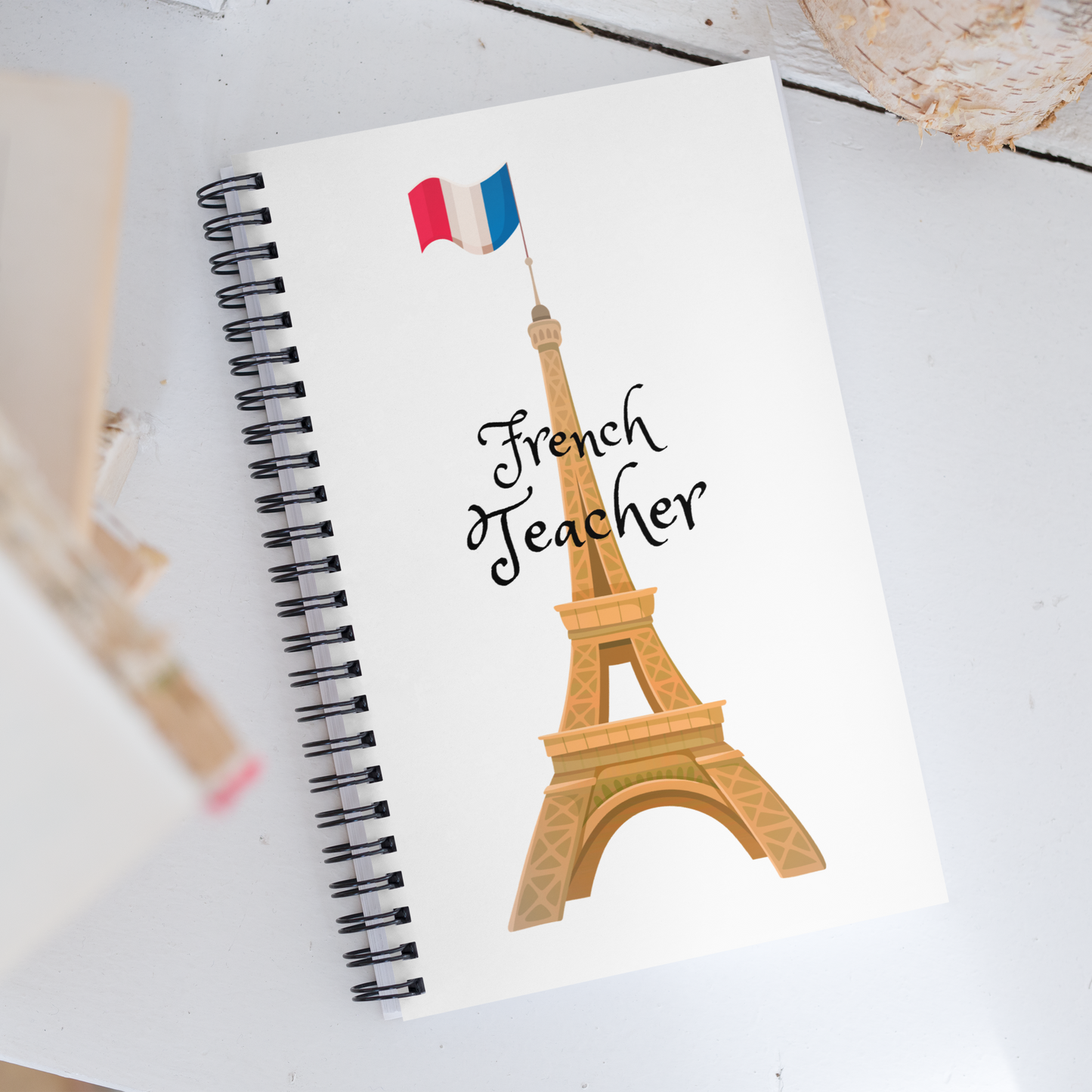 French Teacher Notebook with Dotted Pages and Spiral Binding