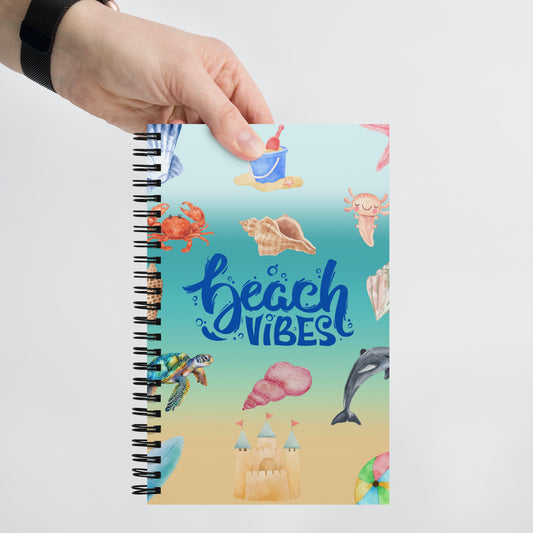 Beach vibes Spiral notebook, dotted pages, gift for her, birthday gift, beach memories, beach journal