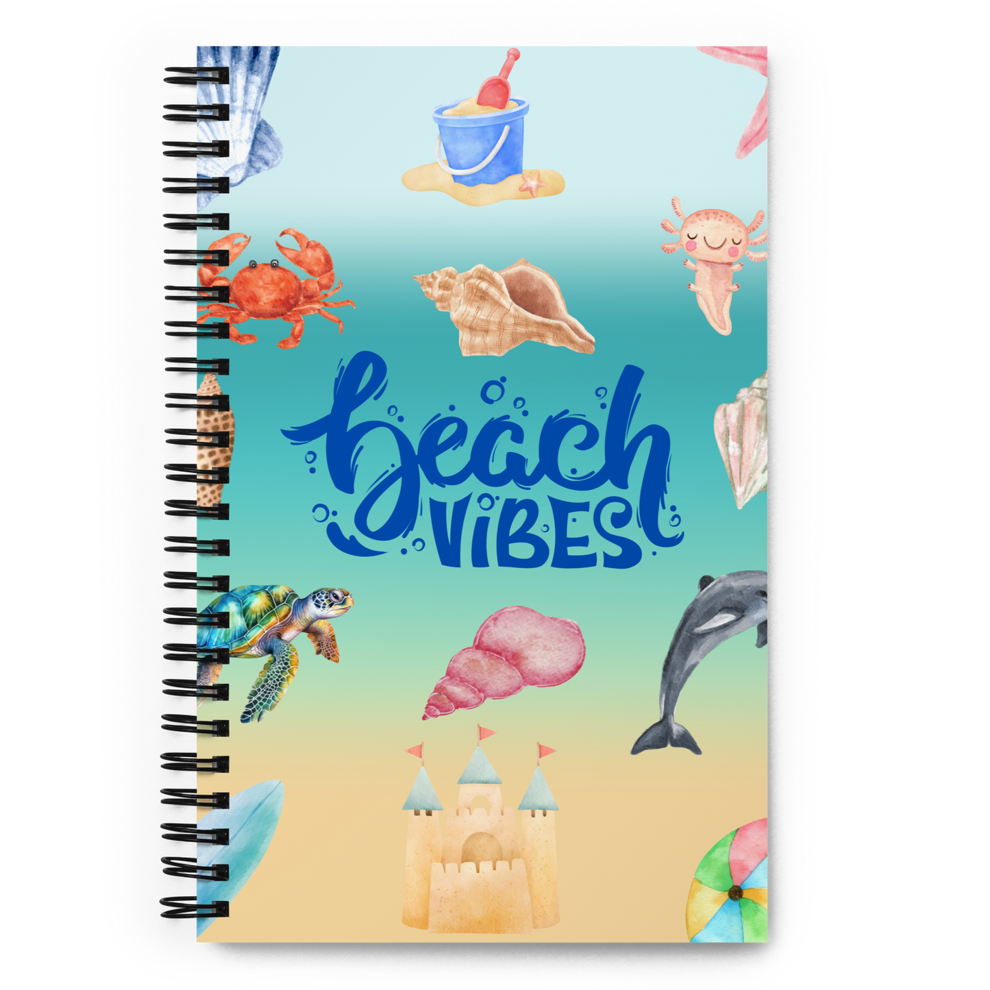 Beach vibes Spiral notebook, dotted pages, gift for her, birthday gift, beach memories, beach journal