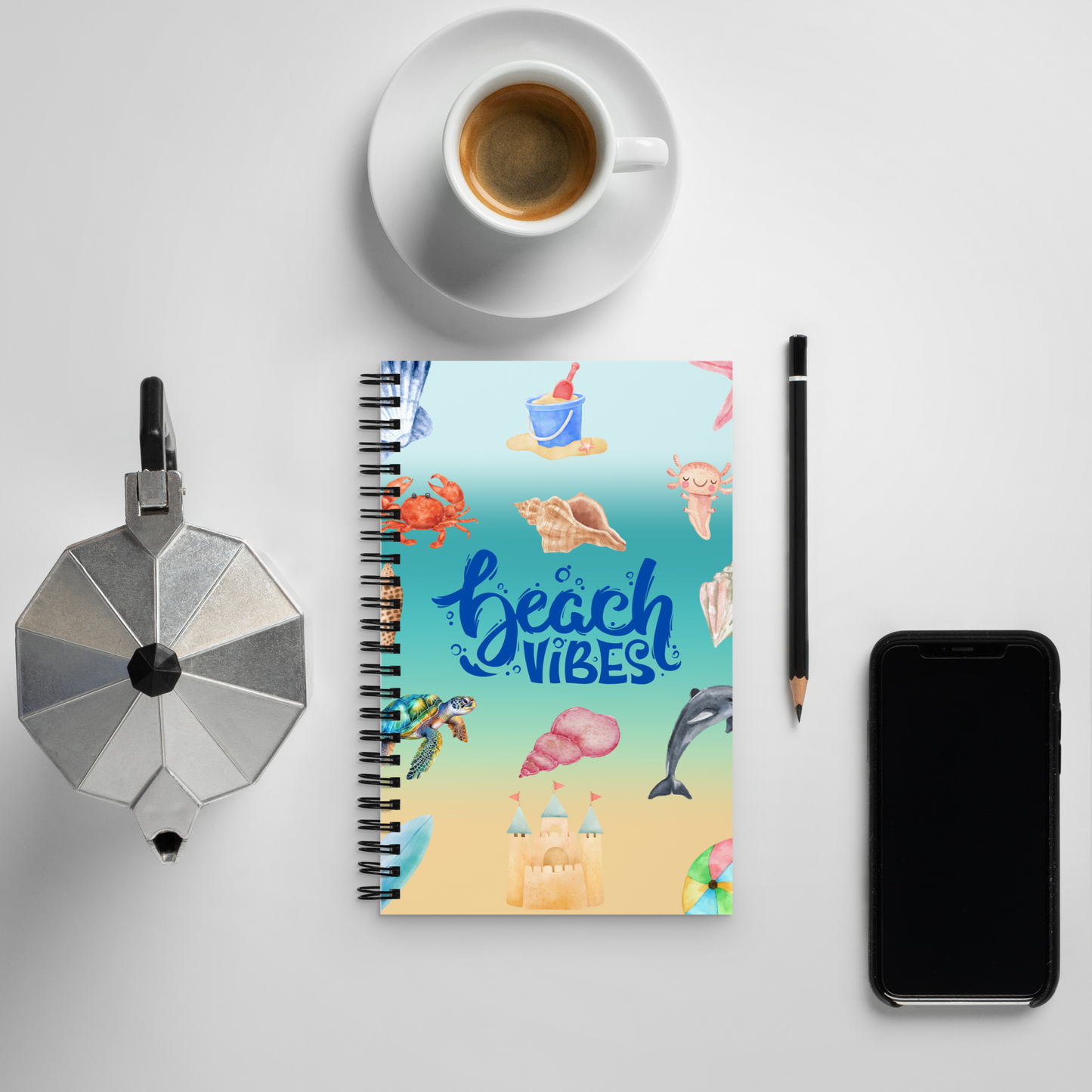 Beach vibes Spiral notebook, dotted pages, gift for her, birthday gift, beach memories, beach journal