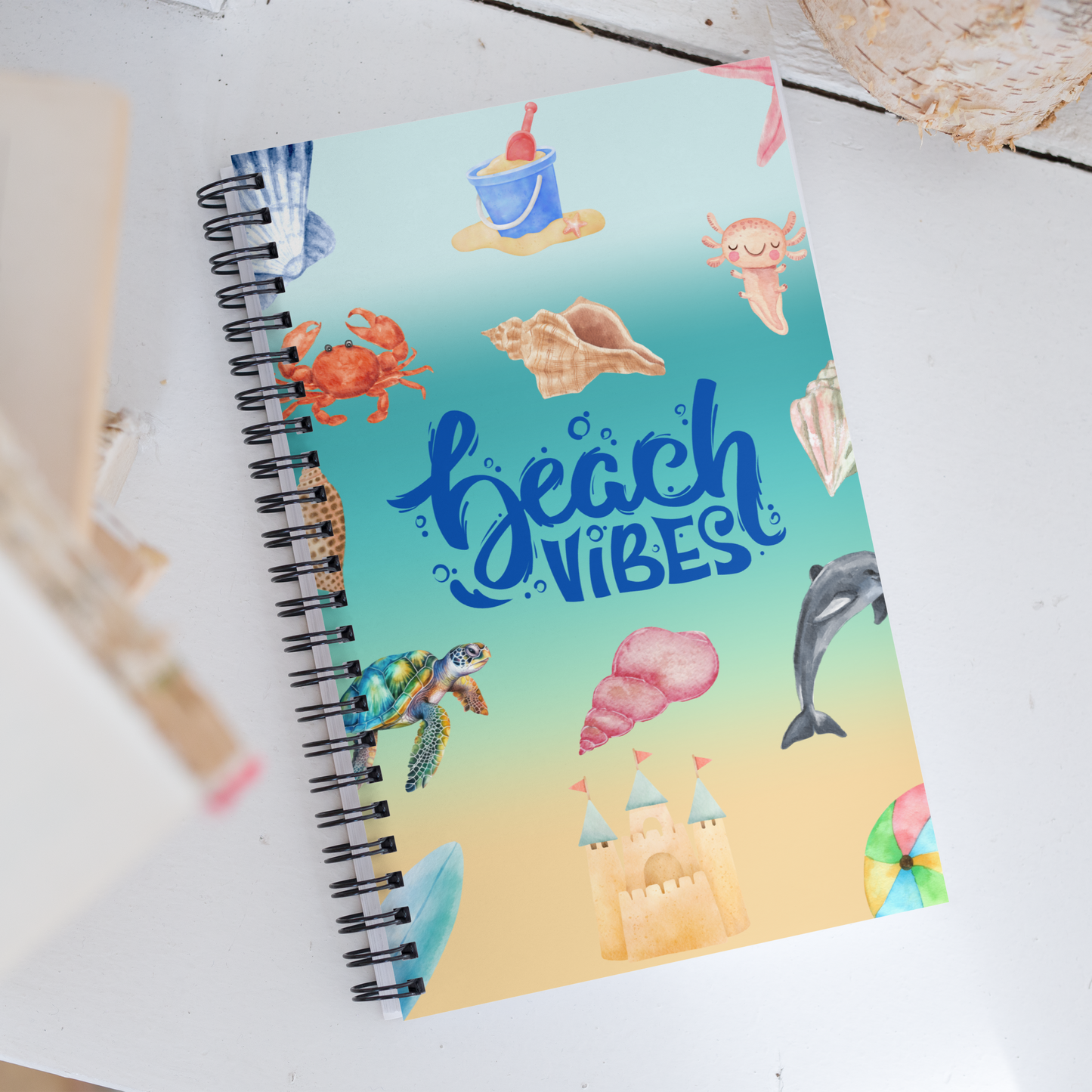 Beach vibes Spiral notebook, dotted pages, gift for her, birthday gift, beach memories, beach journal