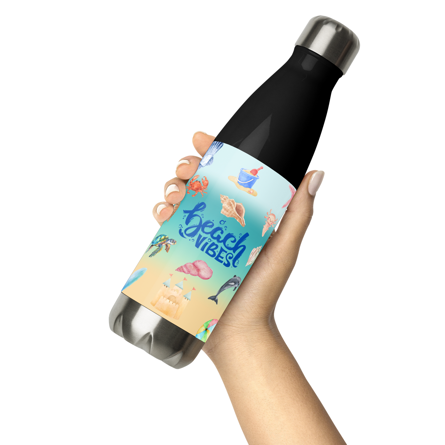 Beach Vibes Stainless steel water bottle, vacuum flask, hot or cold drinks, gift for him, gift for her, birthday gift