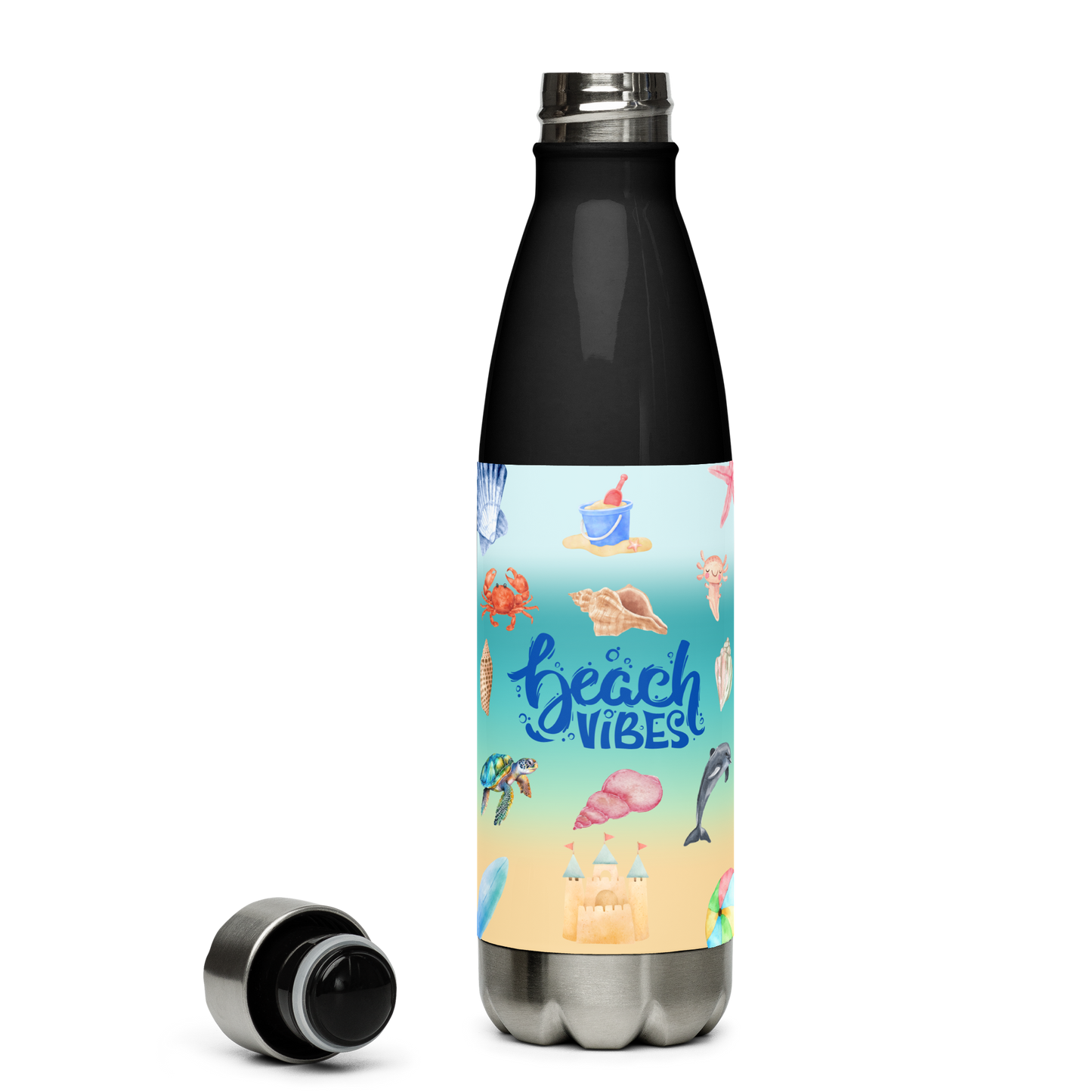 Beach Vibes Stainless steel water bottle, vacuum flask, hot or cold drinks, gift for him, gift for her, birthday gift