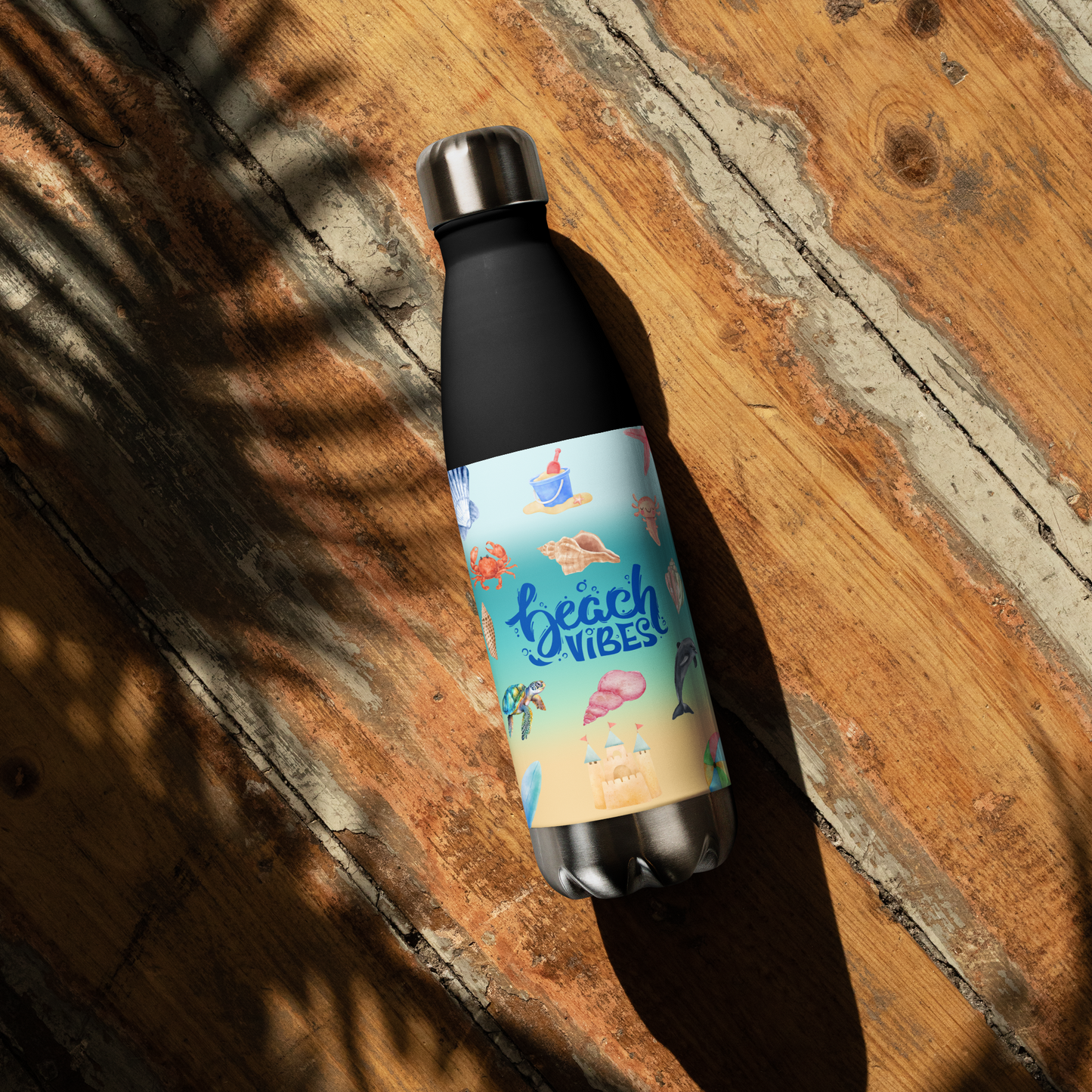 Beach Vibes Stainless steel water bottle, vacuum flask, hot or cold drinks, gift for him, gift for her, birthday gift