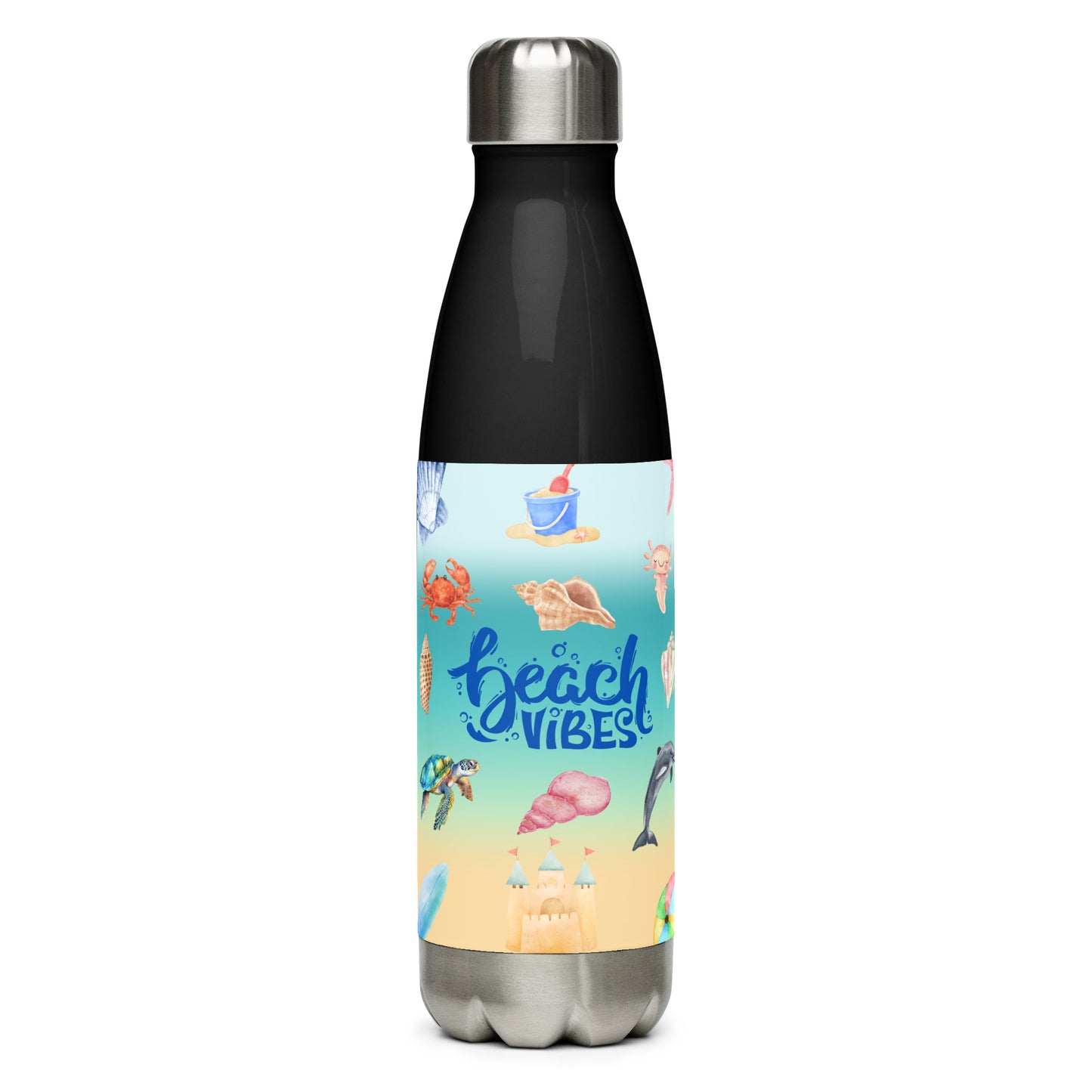 Beach Vibes Stainless steel water bottle, vacuum flask, hot or cold drinks, gift for him, gift for her, birthday gift