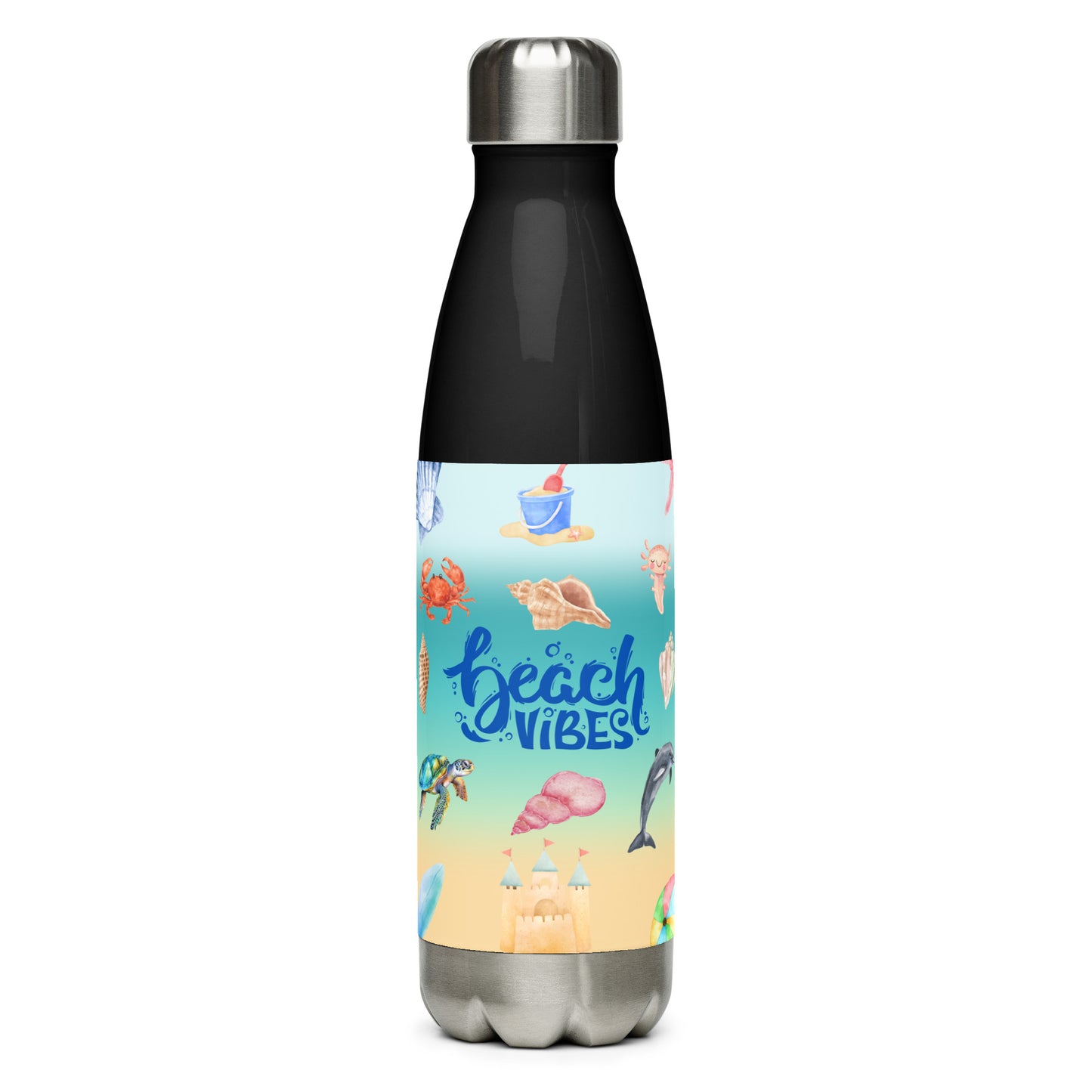 Beach Vibes Stainless steel water bottle, vacuum flask, hot or cold drinks, gift for him, gift for her, birthday gift